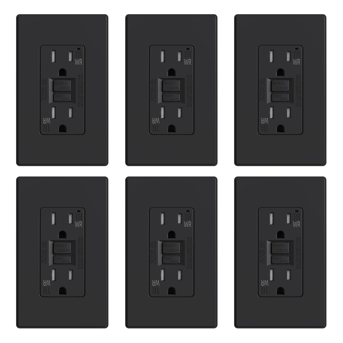 ELEGRP Outdoor GFCI Outlet, Weather & Tamper Resistant, Self-Test Every 5 Seconds, 15A/20A, Slim Design, UL Listed, Wall Plate Included
