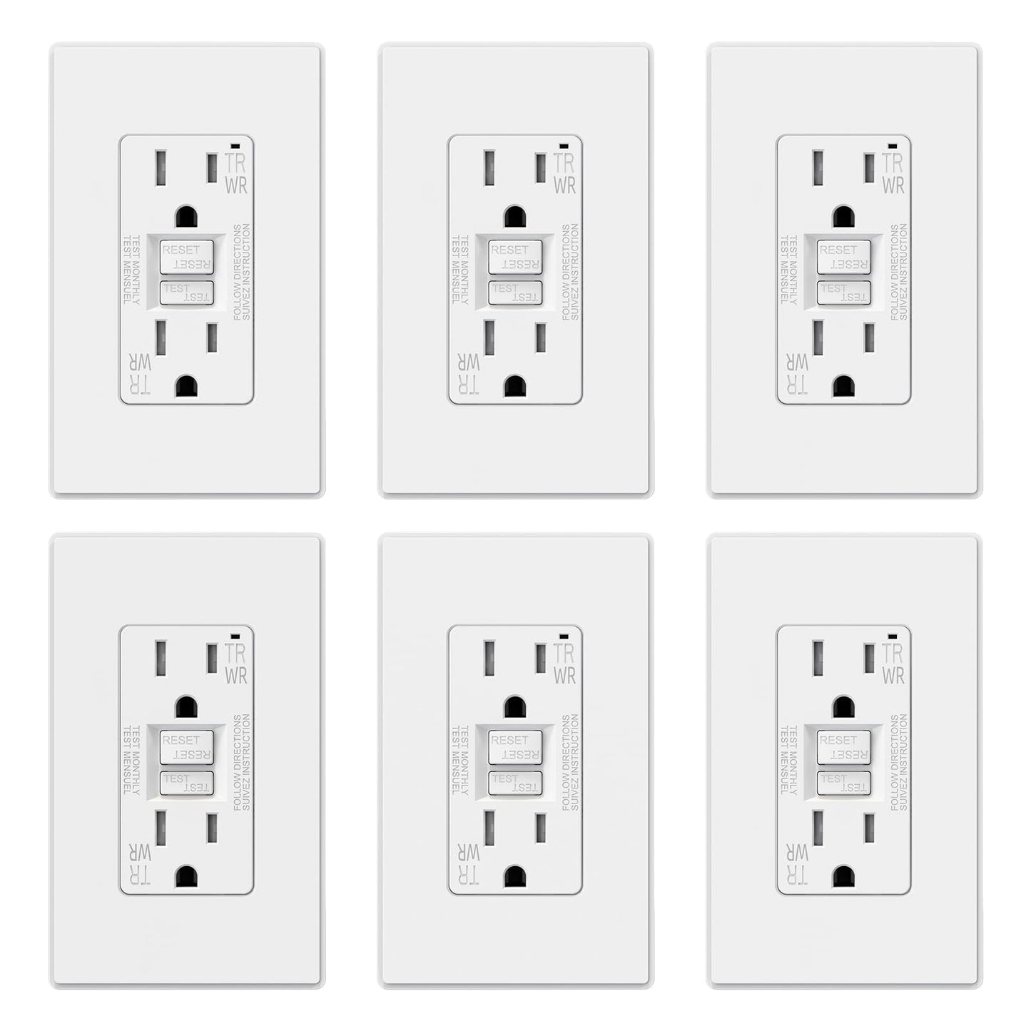 ELEGRP Outdoor GFCI Outlet, Weather & Tamper Resistant, Self-Test Every 5 Seconds, 15A/20A, Slim Design, UL Listed, Wall Plate Included