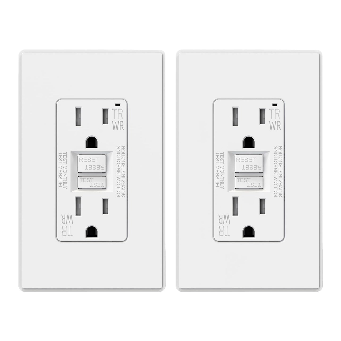 ELEGRP Outdoor GFCI Outlet, Weather & Tamper Resistant, Self-Test Every 5 Seconds, 15A/20A, Slim Design, UL Listed, Wall Plate Included