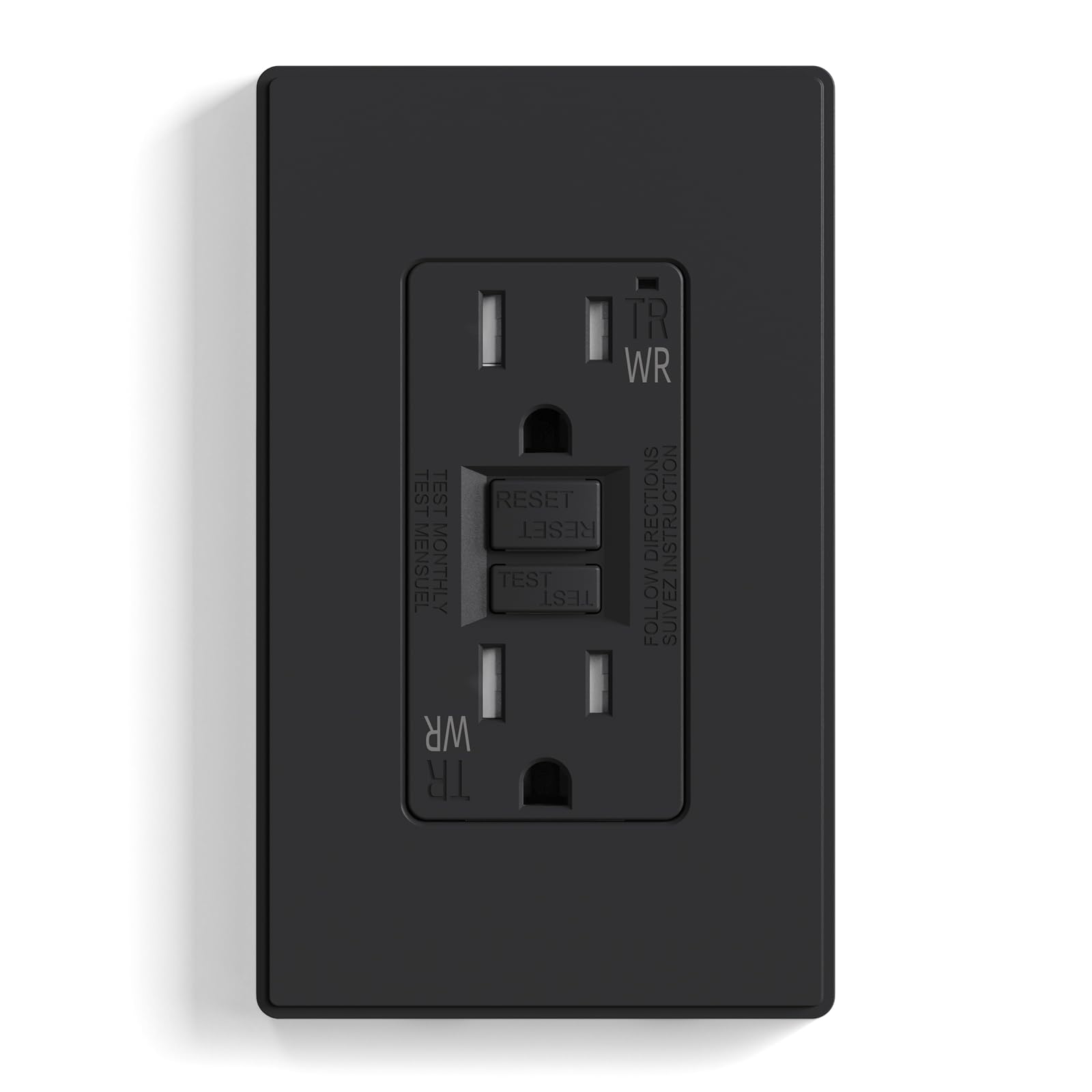 ELEGRP Outdoor GFCI Outlet, Weather & Tamper Resistant, Self-Test Every 5 Seconds, 15A/20A, Slim Design, UL Listed, Wall Plate Included