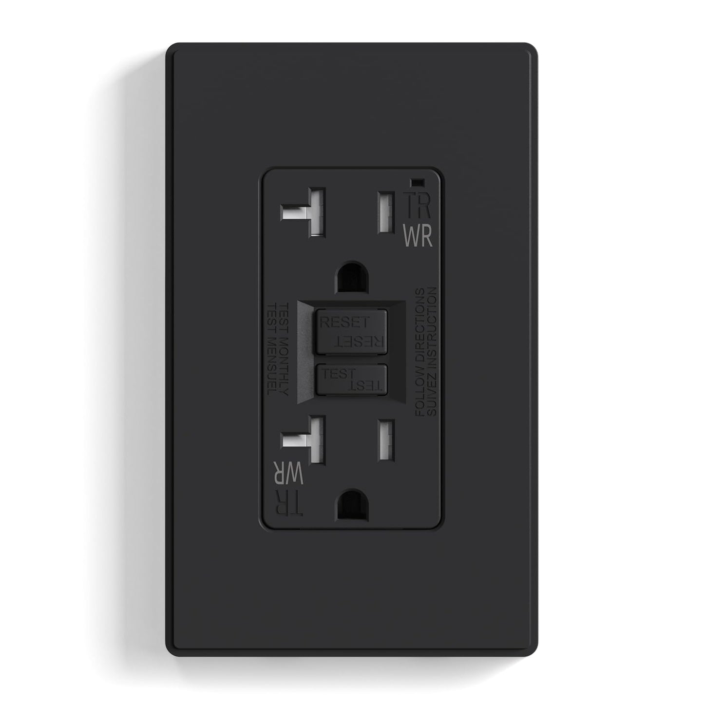 ELEGRP Outdoor GFCI Outlet, Weather & Tamper Resistant, Self-Test Every 5 Seconds, 15A/20A, Slim Design, UL Listed, Wall Plate Included