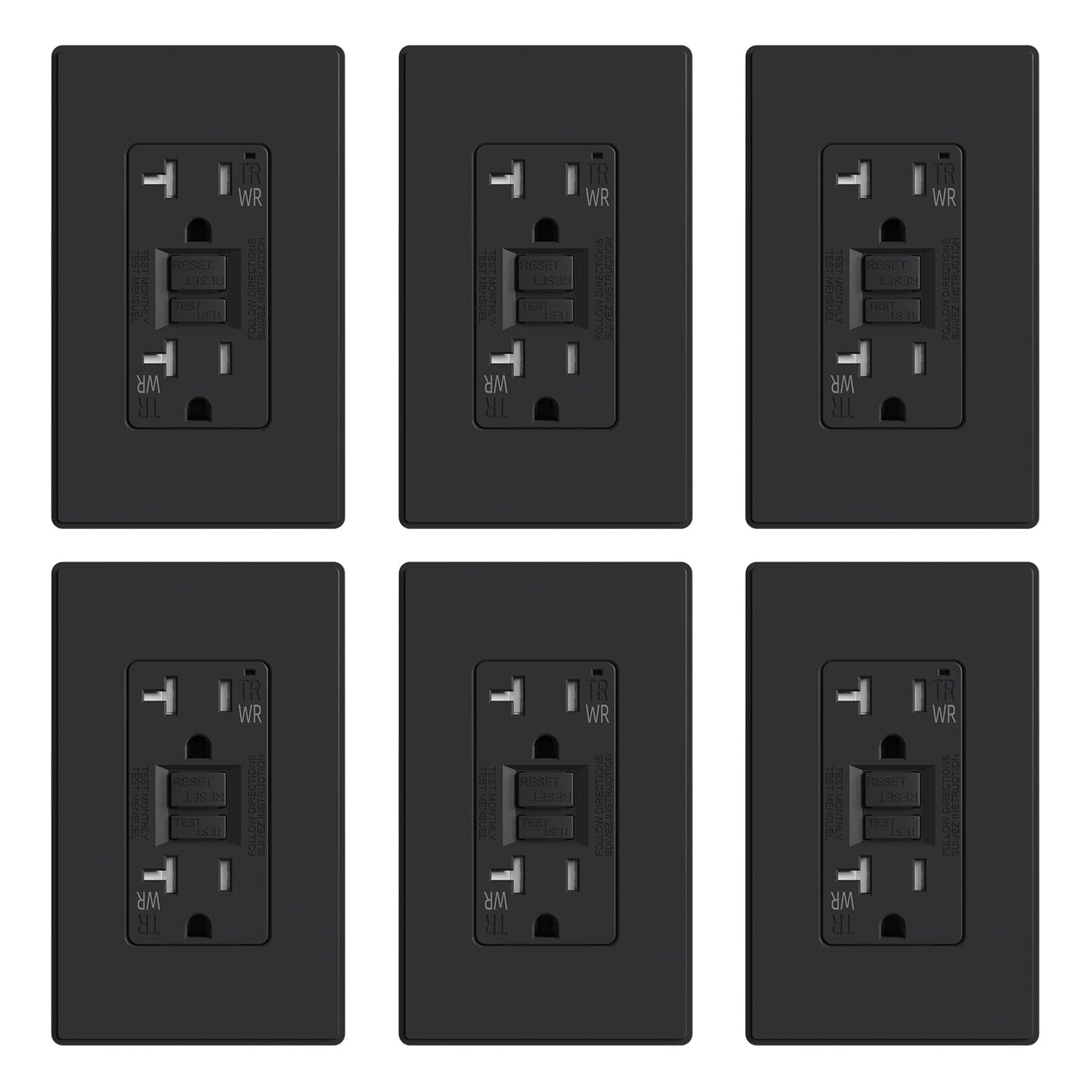 ELEGRP Outdoor GFCI Outlet, Weather & Tamper Resistant, Self-Test Every 5 Seconds, 15A/20A, Slim Design, UL Listed, Wall Plate Included