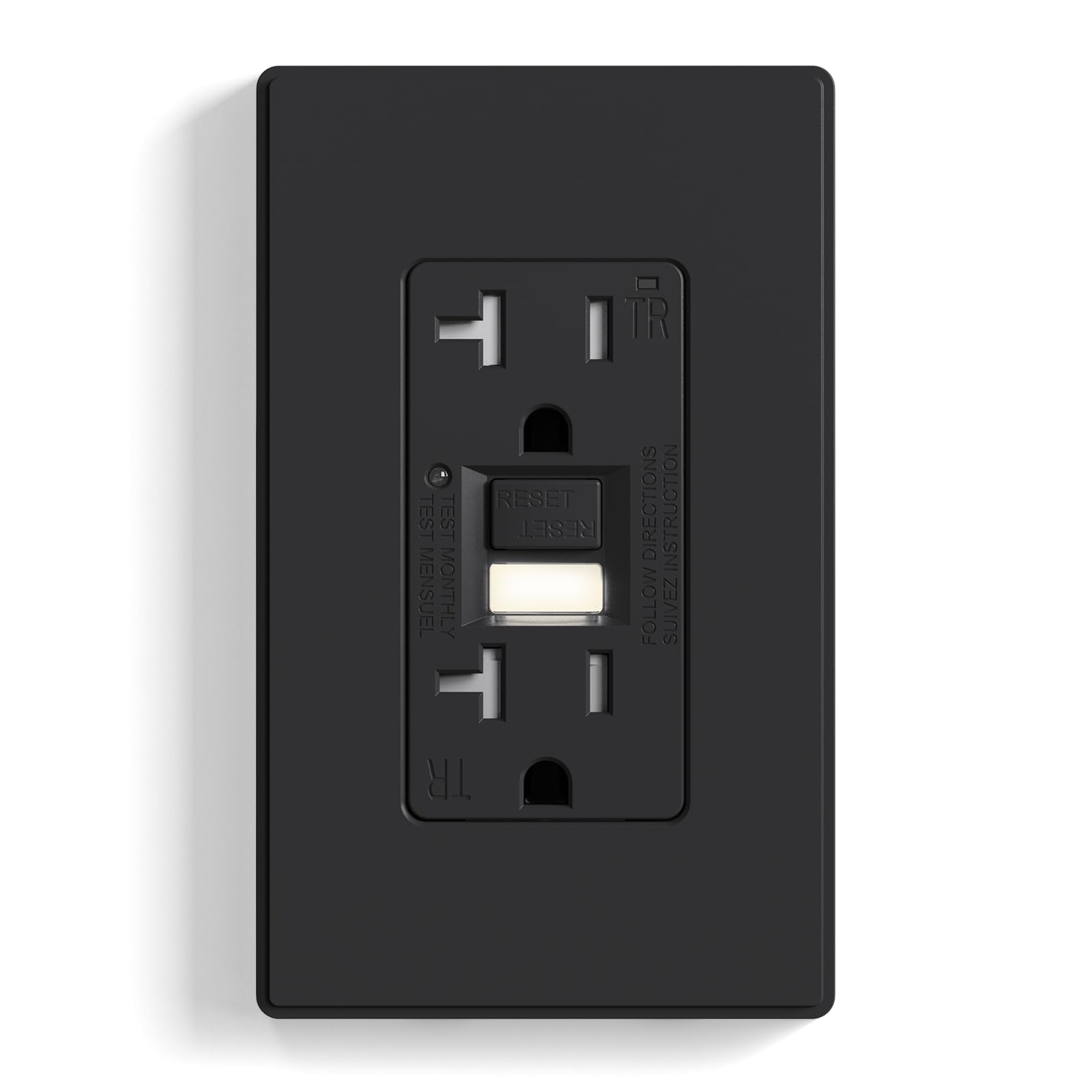 ELEGRP GFCI Outlet with Nightlight, Self-Test, Tamper-Resistant, 15A/20A, Slim Design, UL Listed, Wall Plate Included