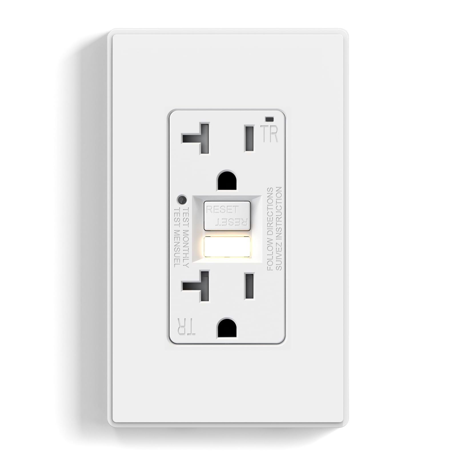 ELEGRP GFCI Outlet with Nightlight, Self-Test, Tamper-Resistant, 15A/20A, Slim Design, UL Listed, Wall Plate Included