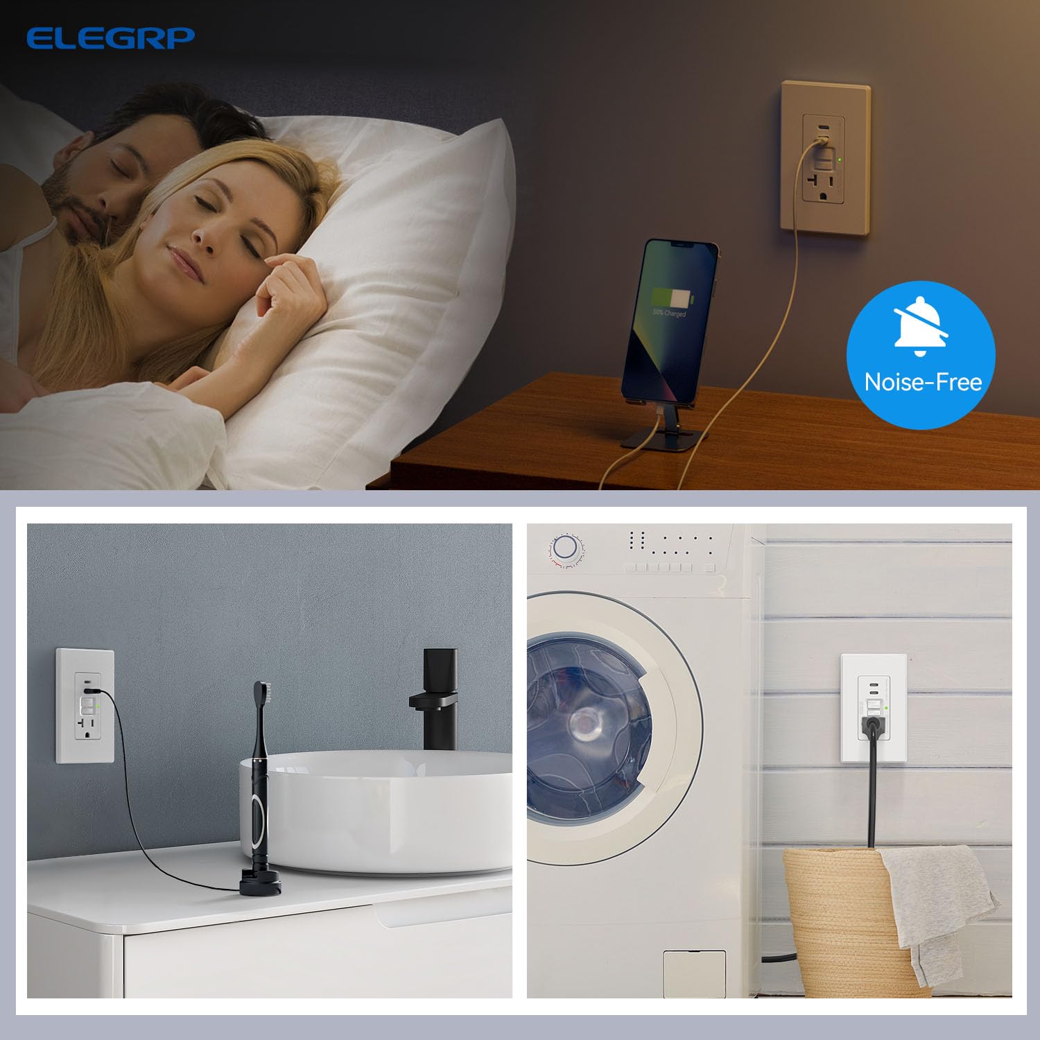 GFCI Outlet with USB Ports, Compact Design, Tamper-Resistant | ELEGRP