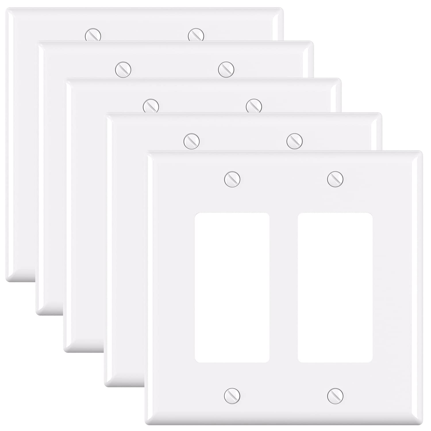 ELEGRP Glossy  1-Gang 2-Gang 3-GangMid-Size Wall Plate, 5 Pack