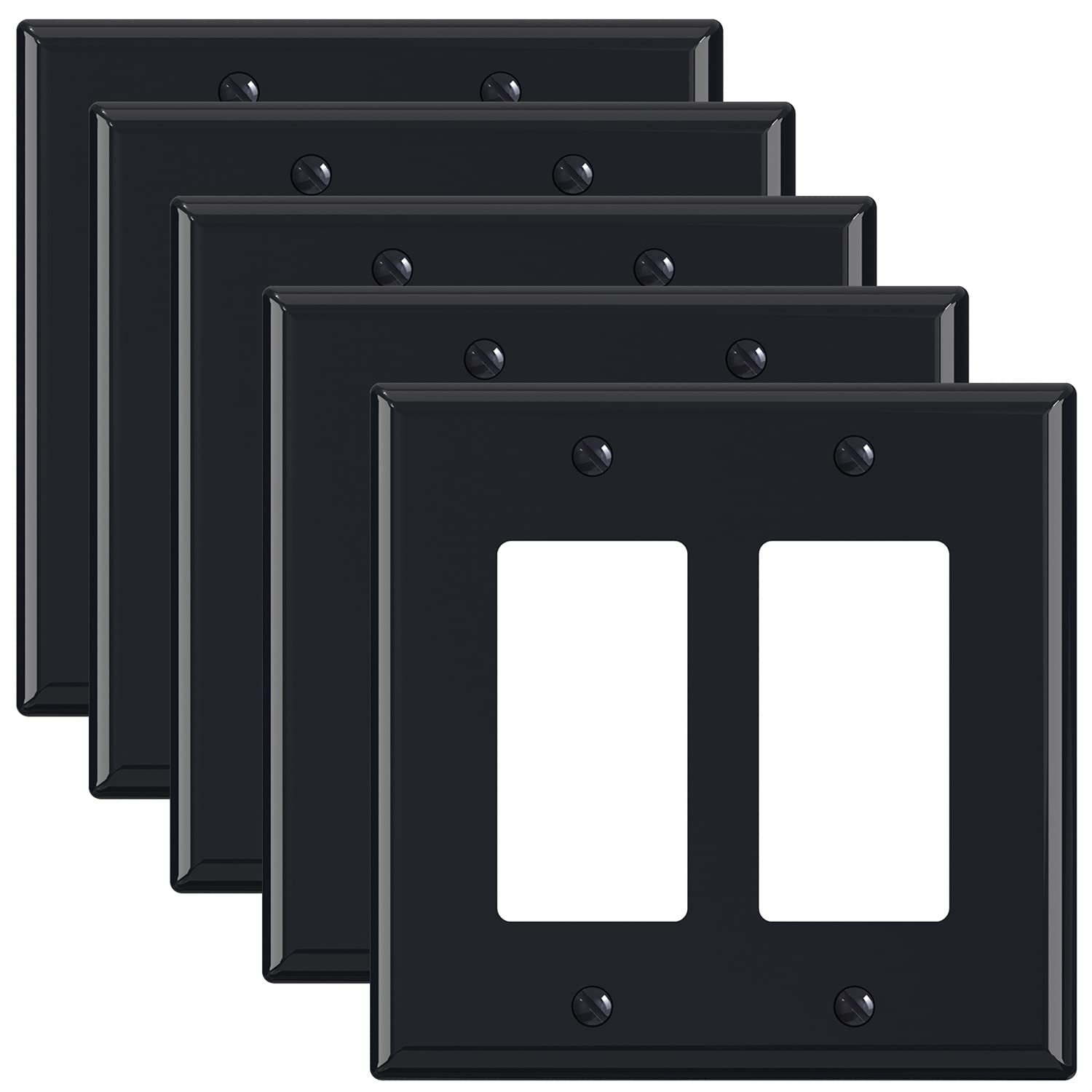 ELEGRP Glossy  1-Gang 2-Gang 3-GangMid-Size Wall Plate, 5 Pack
