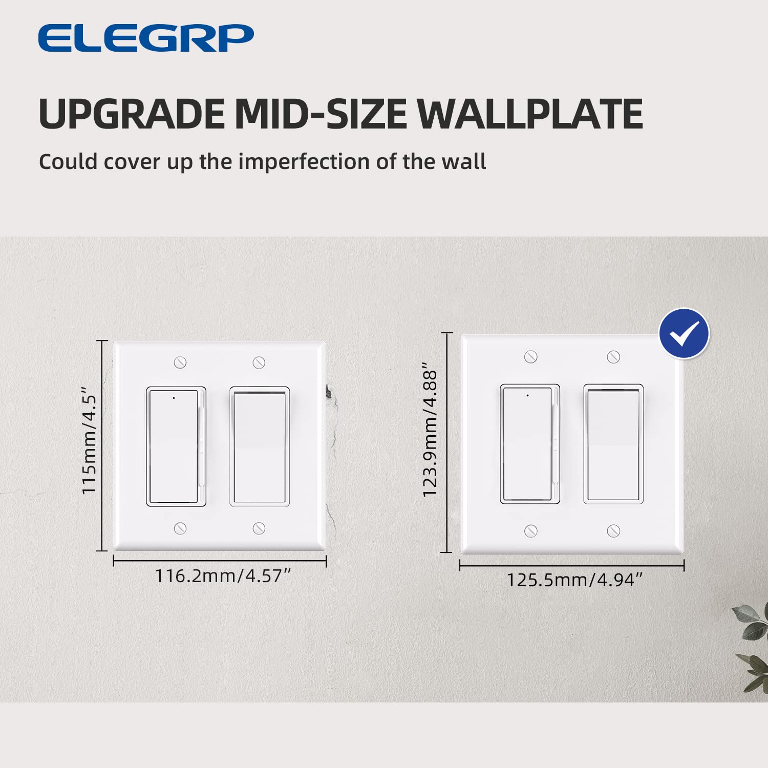 ELEGRP Glossy  1-Gang 2-Gang 3-GangMid-Size Wall Plate, 5 Pack
