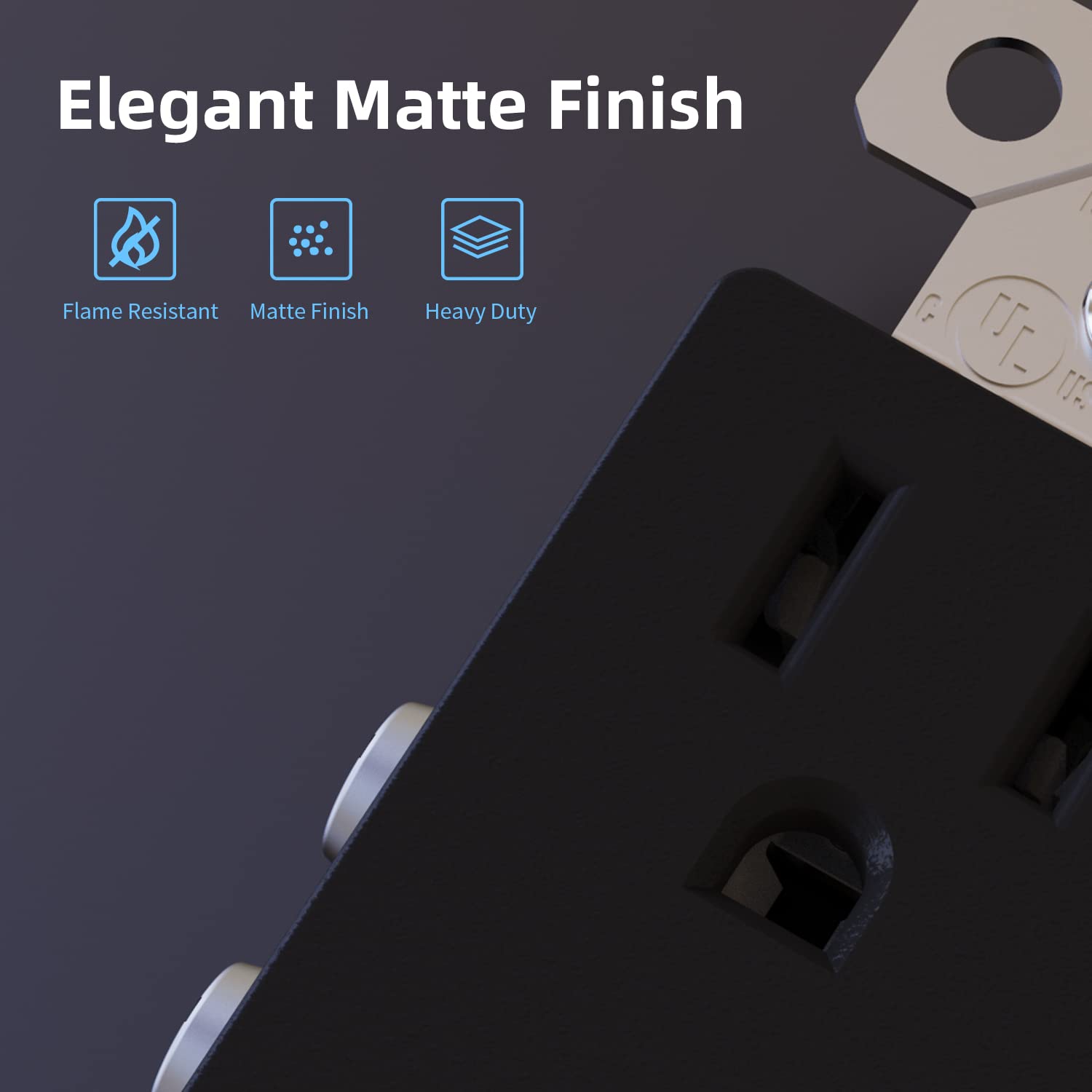 ELEGRP Decorative Outlets, 2 Pole 3 Wire Grounding, 15A 125V, TR or Standard Receptacle for Residential Use, Matte Finish (10 Pack)