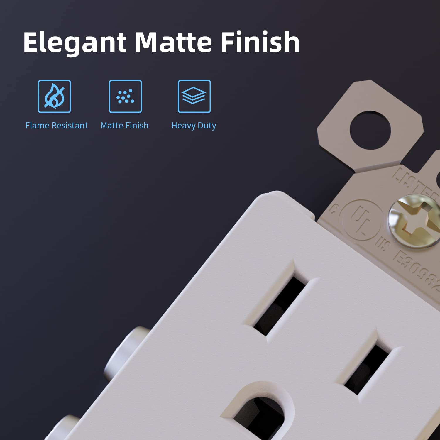 ELEGRP Decorator Receptacle, 15A 125V Standard Electrical Outlet, 2 Pole 3 Wire, Non-Tamper Resistant, Self-Grounding, NEMA 5-15R (10 Pack)