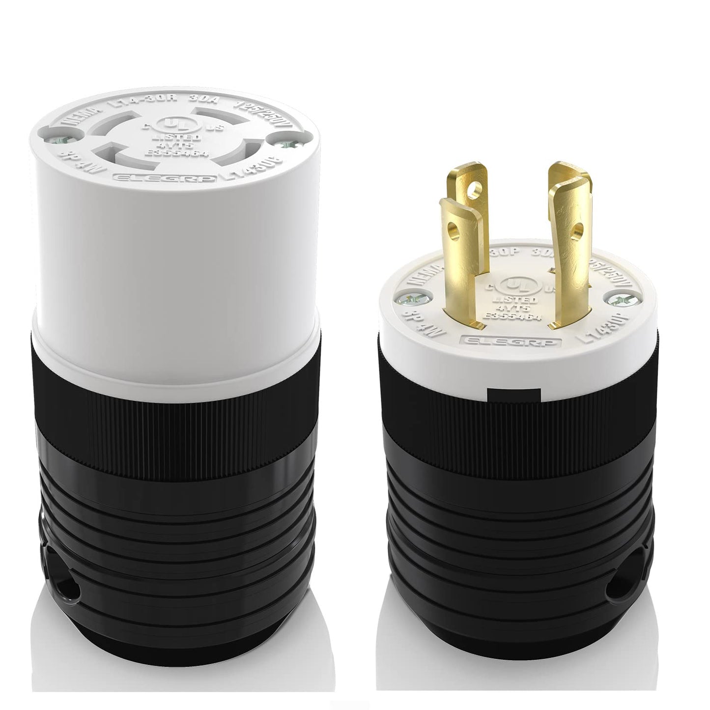 ELEGRP NEMA L14-30P & L14-30R Twist Lock Adapter, 30A 125/250V, 3 Pole 4 Wire Grounding, Heavy-Duty Plug & Connector Set