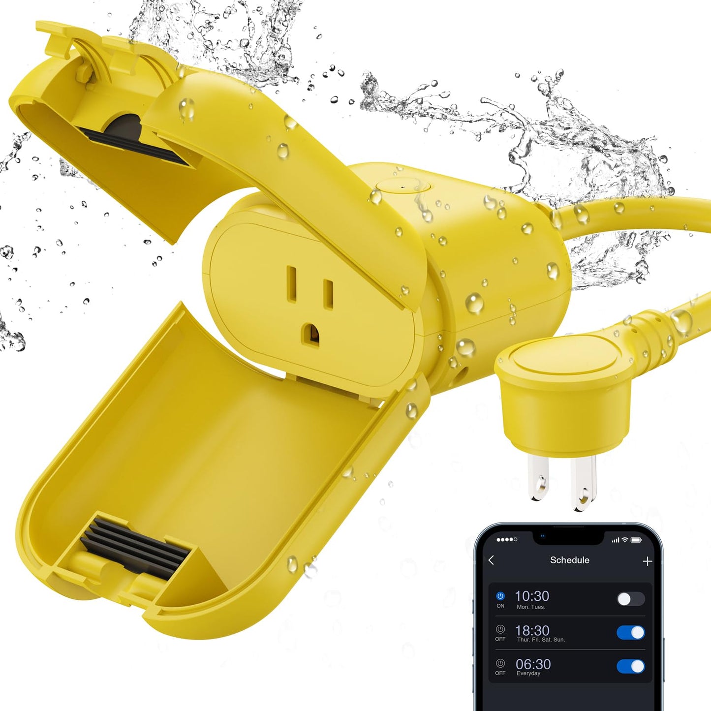 ELEGRP Outdoor Smart Dimmer Plug, IP66 Waterproof WiFi Plug, Alexa & Google Assistant Compatible, Dimmer for String Lights, No Hub Required