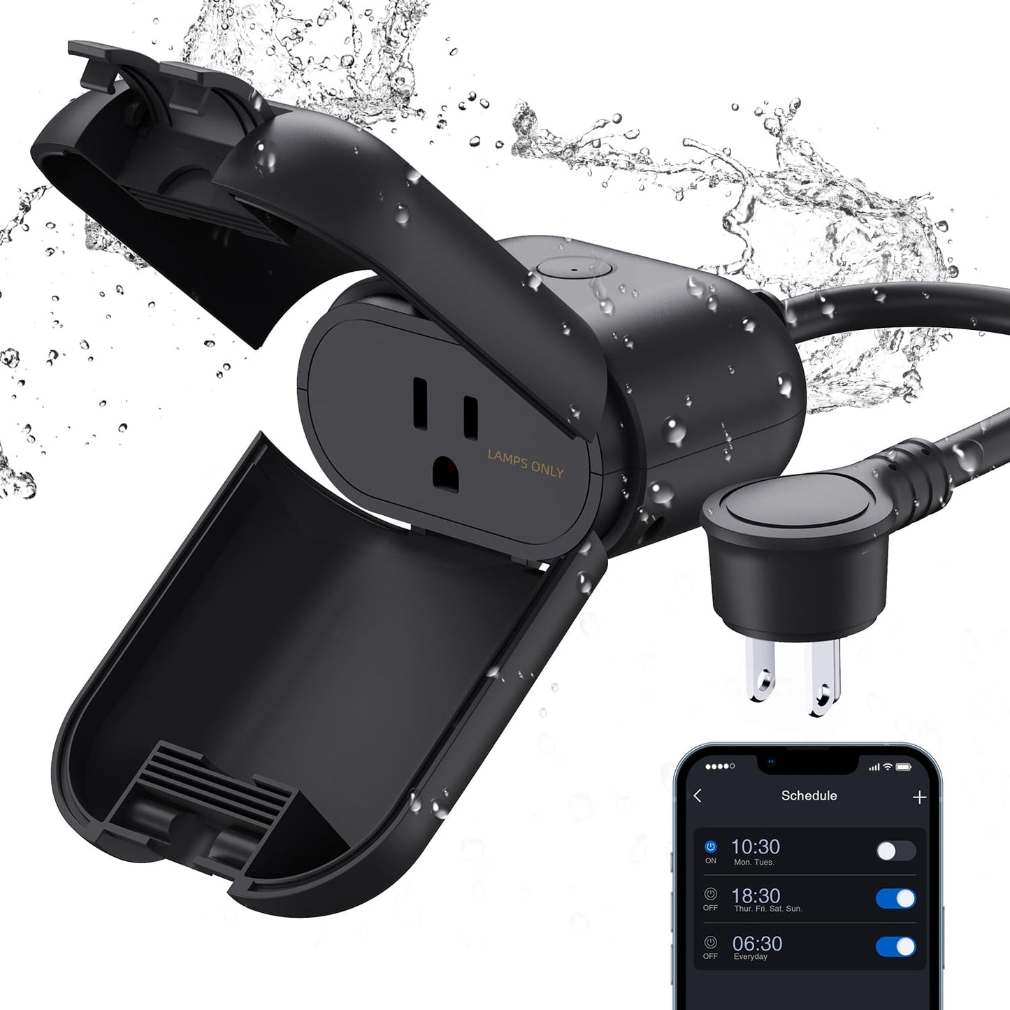 ELEGRP Outdoor Smart Dimmer Plug, IP66 Waterproof WiFi Plug, Alexa & Google Assistant Compatible, Dimmer for String Lights, No Hub Required