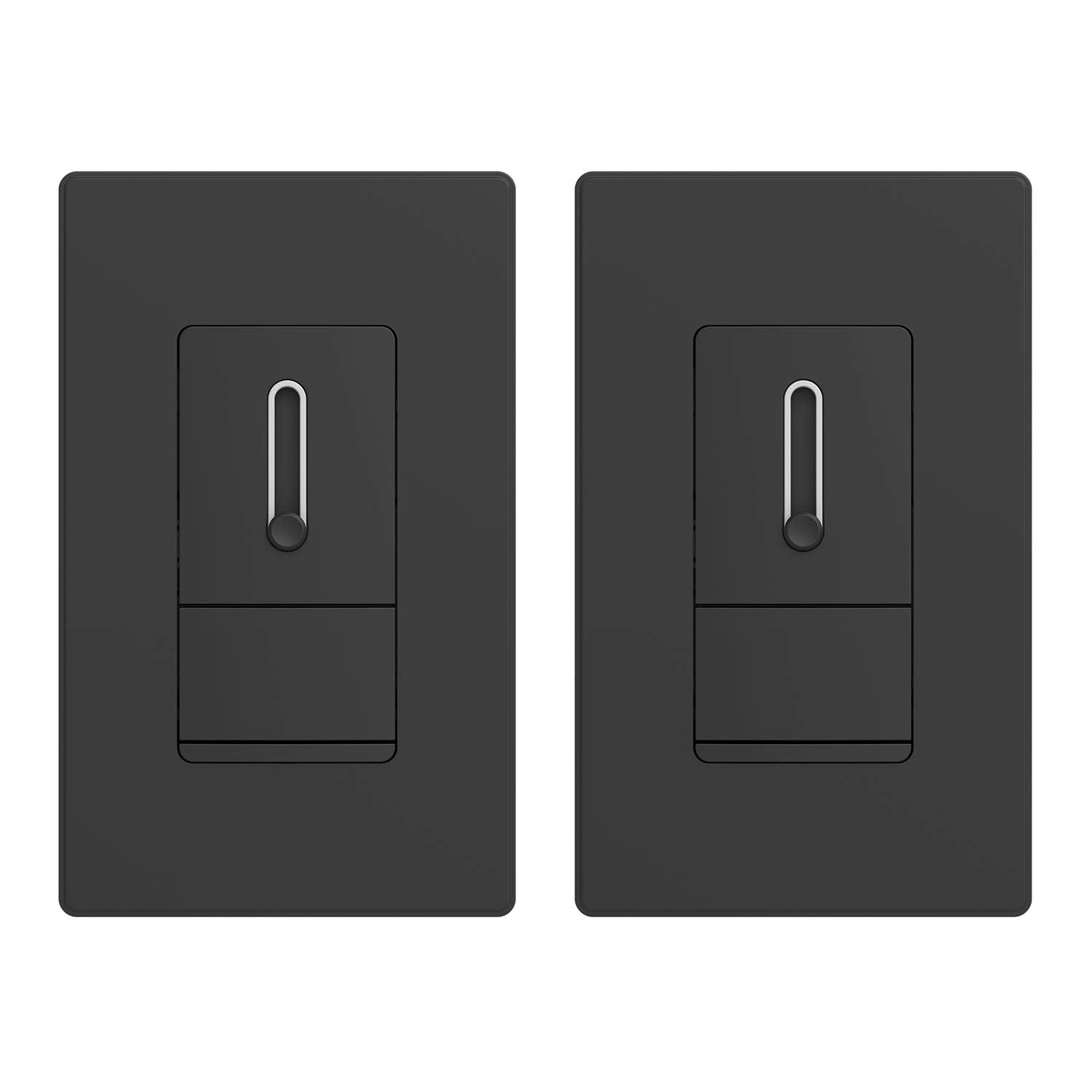 ELEGRP Slide Dimmer Switch, Single Pole or 3-Way, for LED, CFL, Incandescent Bulbs, Full Control with Preset, Rocker Paddle, Wall Plate Included
