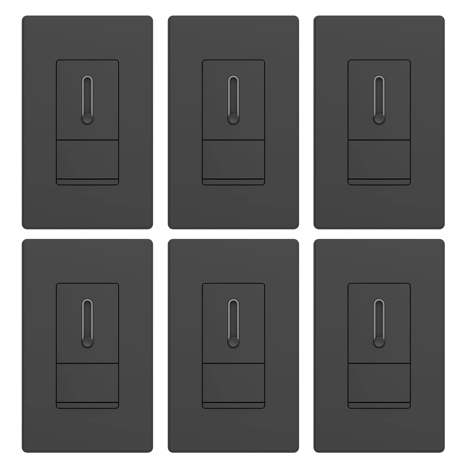 ELEGRP Slide Dimmer Switch, Single Pole or 3-Way, for LED, CFL, Incandescent Bulbs, Full Control with Preset, Rocker Paddle, Wall Plate Included