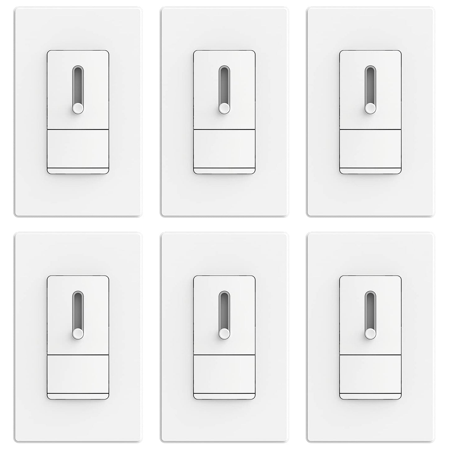 ELEGRP Slide Dimmer Switch, Single Pole or 3-Way, for LED, CFL, Incandescent Bulbs, Full Control with Preset, Rocker Paddle, Wall Plate Included
