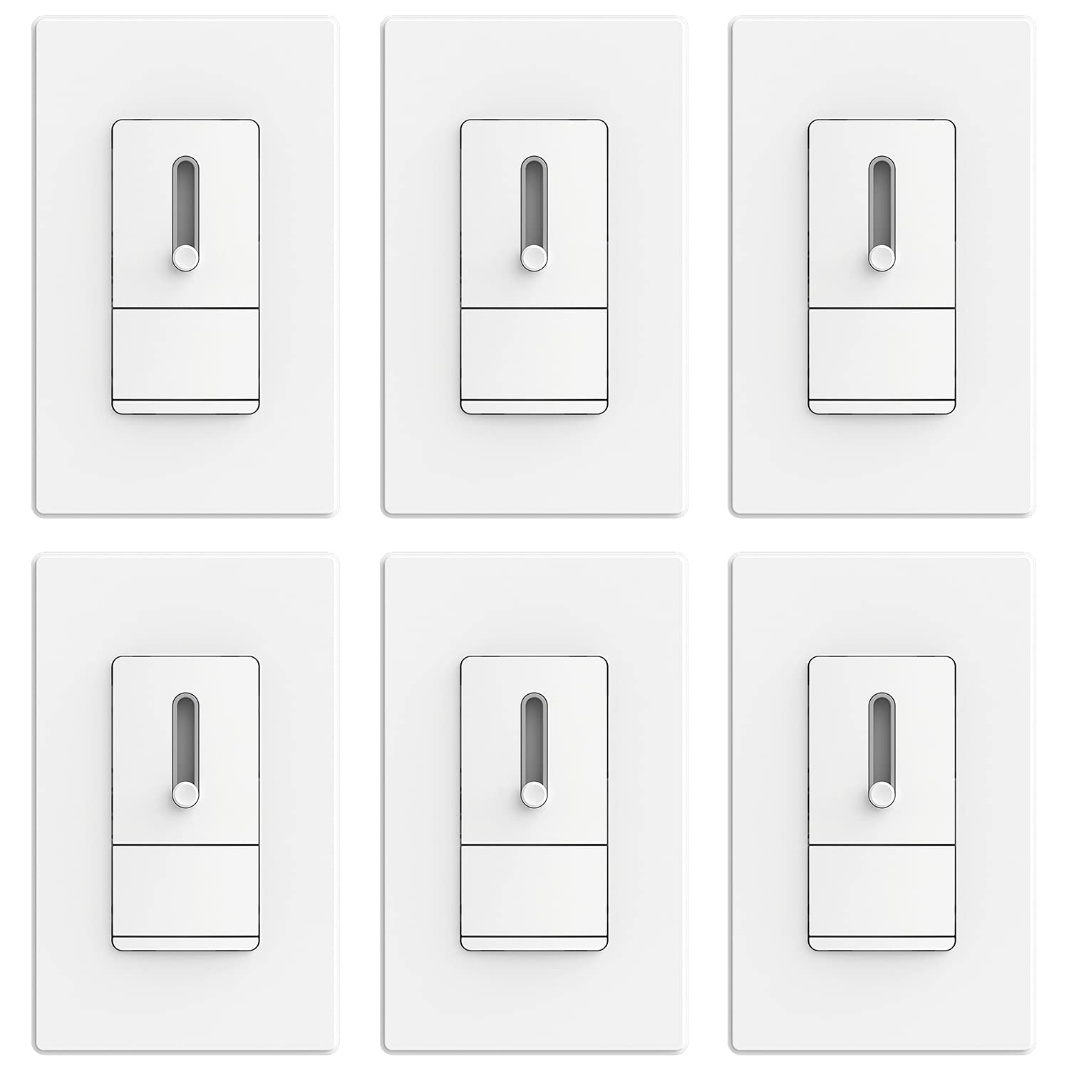 ELEGRP Slide Dimmer Switch, Single Pole or 3-Way, for LED, CFL, Incandescent Bulbs, Full Control with Preset, Rocker Paddle, Wall Plate Included