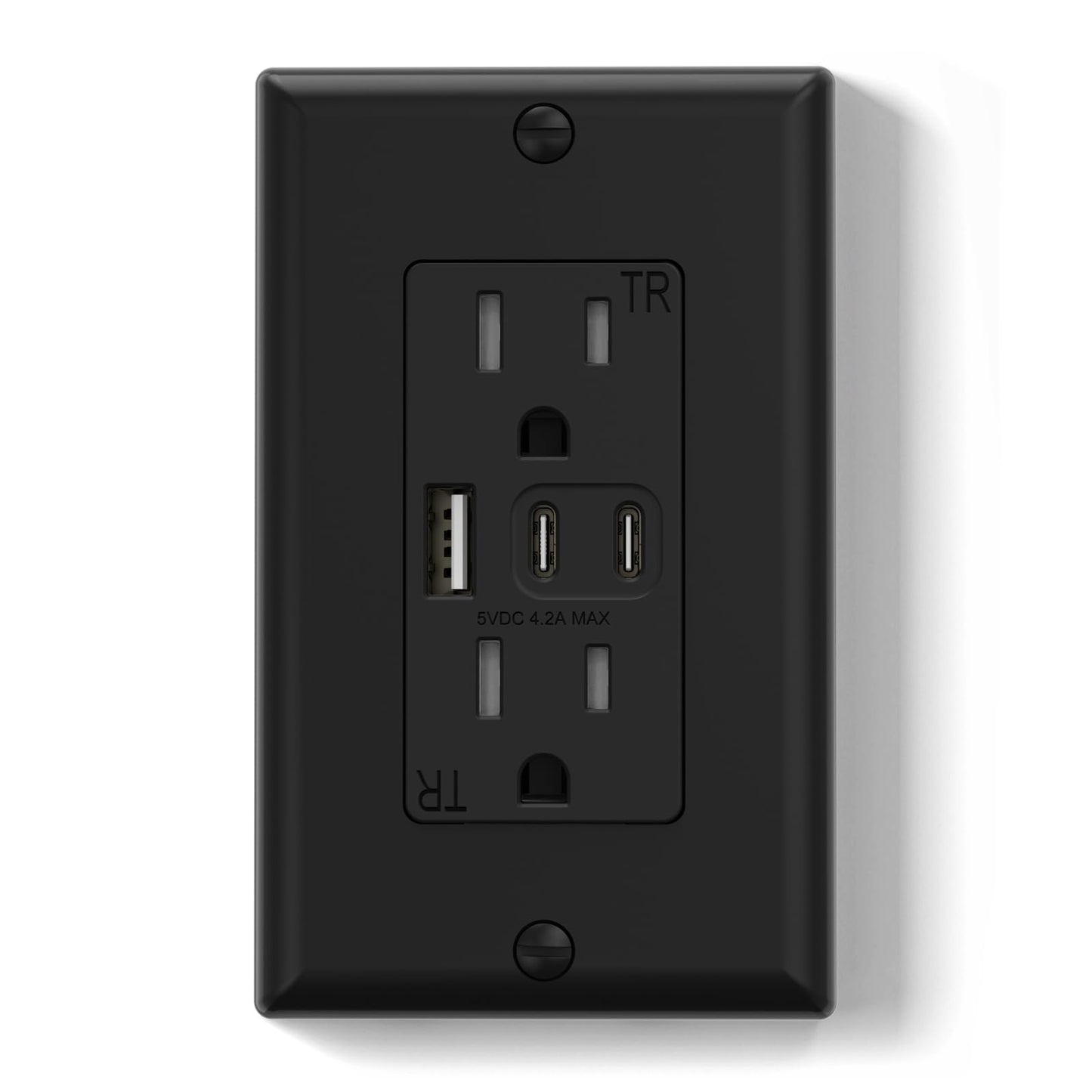 ELEGRP USB Wall Outlet, 3 USB Ports with Dual USB-C, 4.2A Fast Charging, Tamper-Resistant, Wall Plate Included, UL Listed