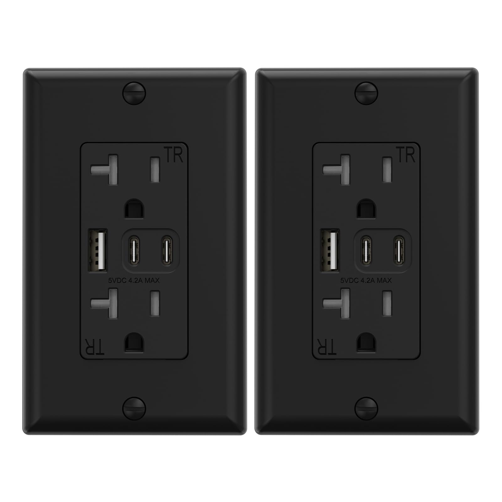 ELEGRP USB Wall Outlet, 3 USB Ports with Dual USB-C, 4.2A Fast Charging, Tamper-Resistant, Wall Plate Included, UL Listed