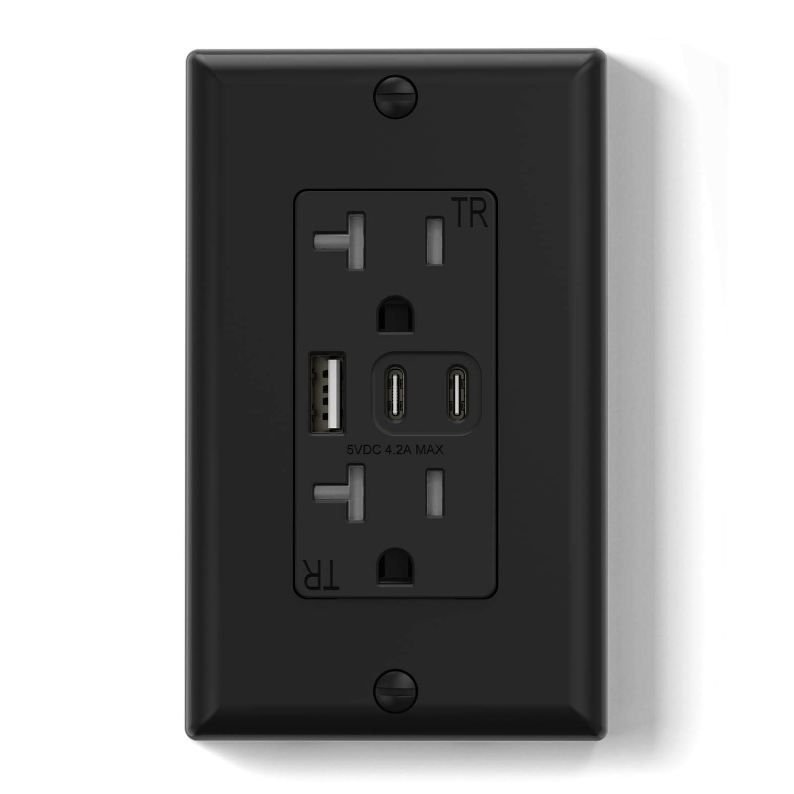 ELEGRP USB Wall Outlet, 3 USB Ports with Dual USB-C, 4.2A Fast Charging, Tamper-Resistant, Wall Plate Included, UL Listed