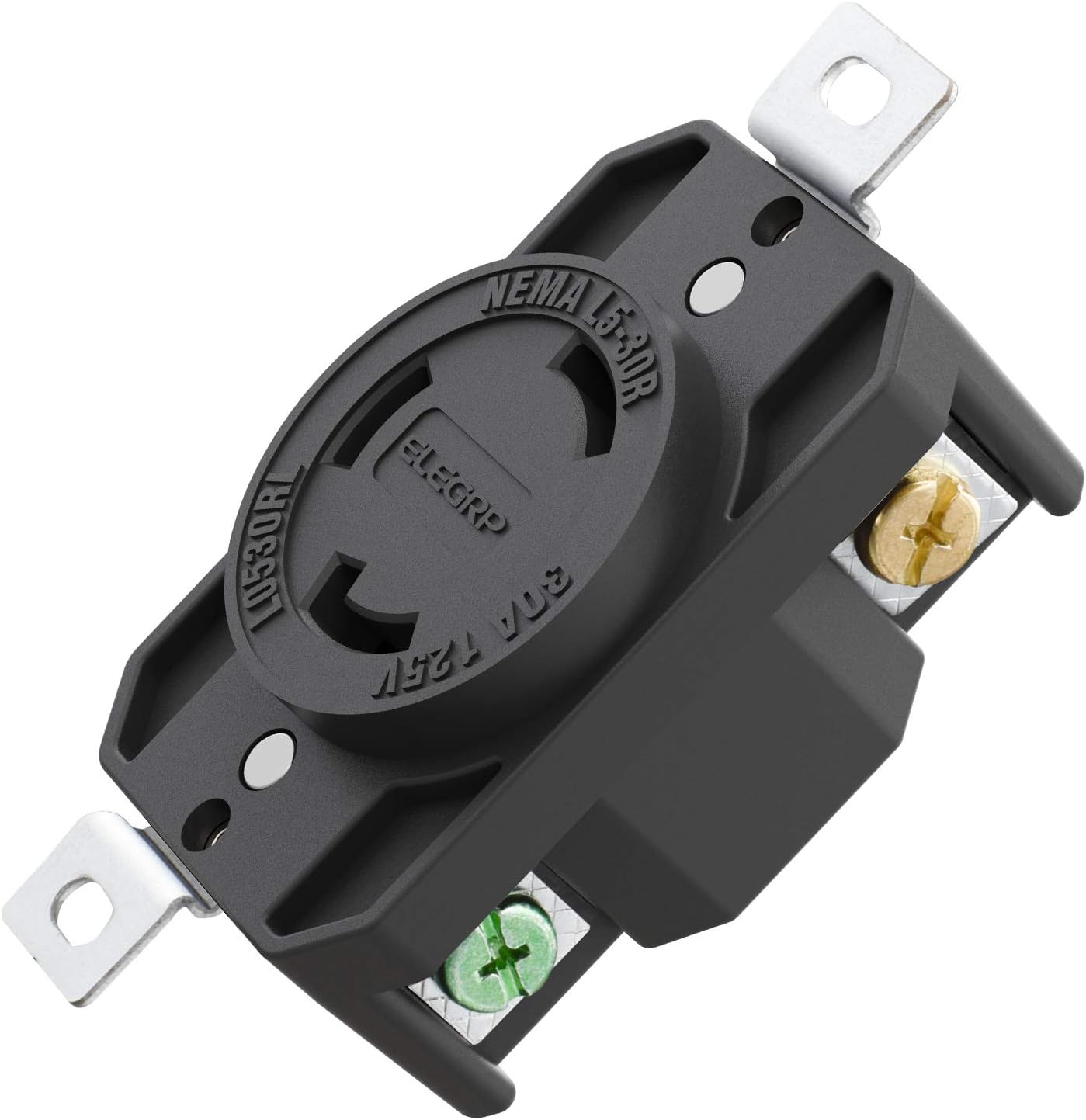 ELEGRP Twist Lock Adapter, NEMA L5-30P & L5-30R, 30A 125V, 2 Pole 3 Wire Grounding Plug & Connector Set, Heavy-Duty Design
