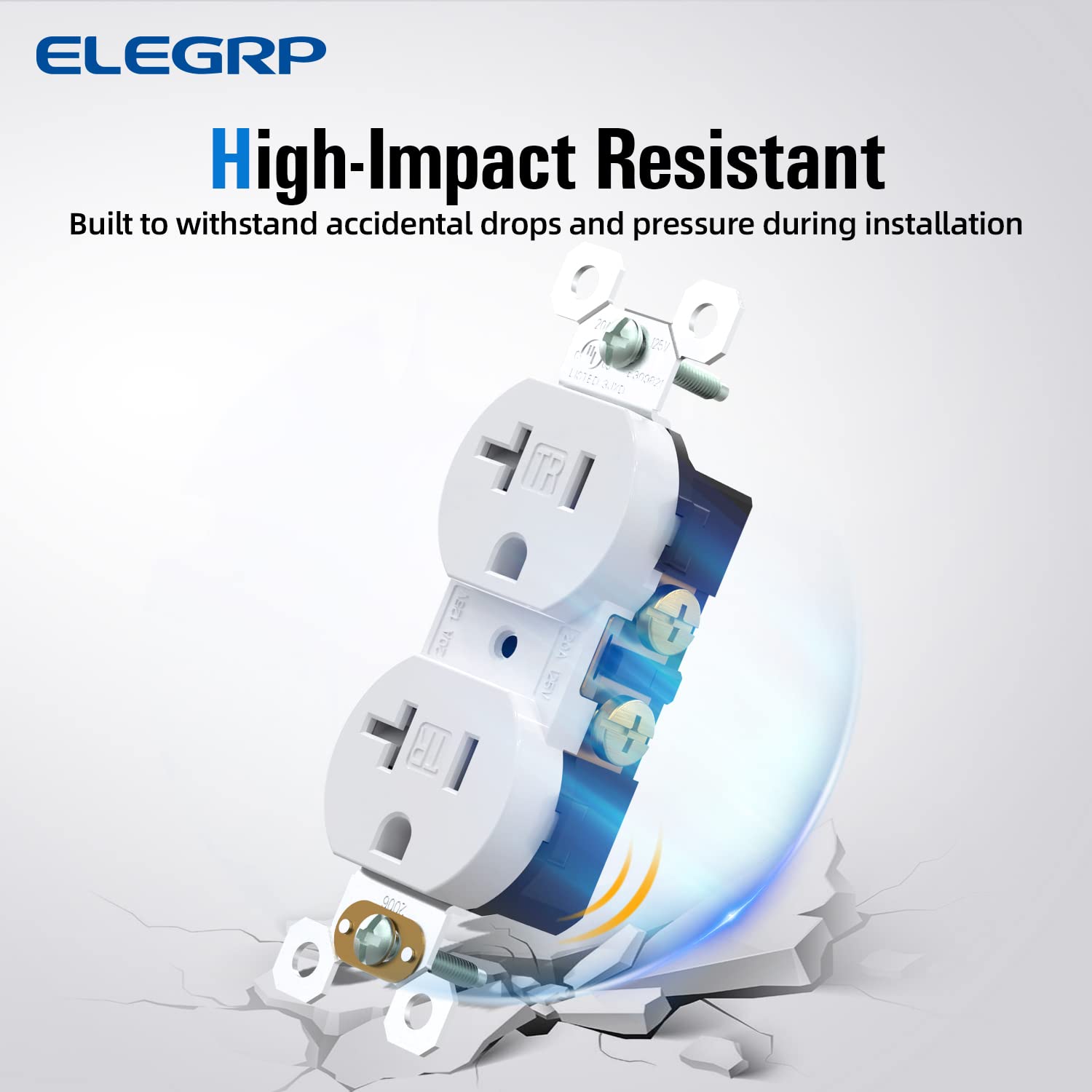 ELEGRP Duplex Outlets, 20A 125V, TR & WR, Tamper-Resistant and Weatherproof, 2 Pole 3 Wire, Back and Side Wiring, UL Listed