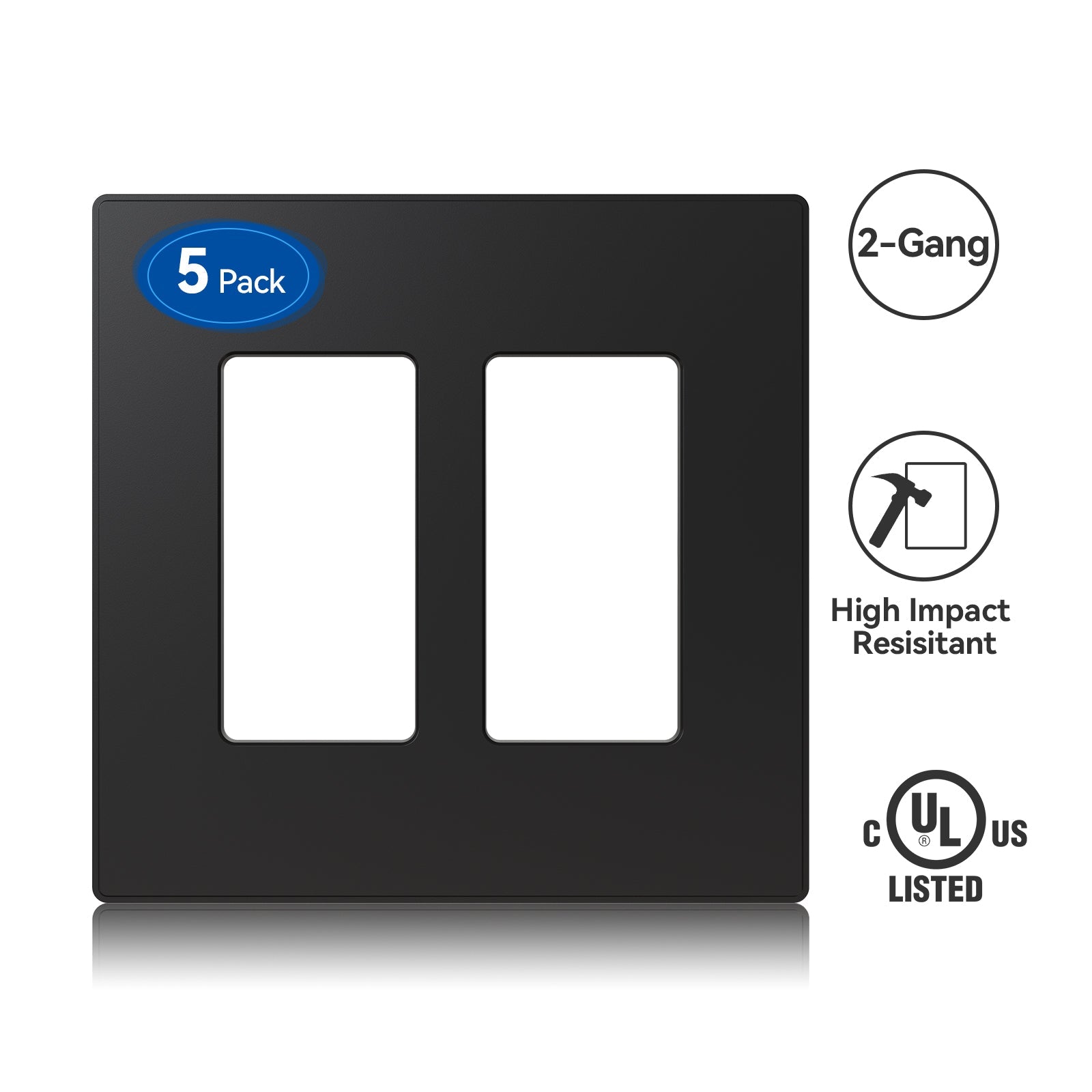 ELEGRP Screwless Decorative Receptacle Wall Plate Covers, Matte Finish, 1-Gang, 2-Gang, 3-Gang , Unbreakable Thermoplastic