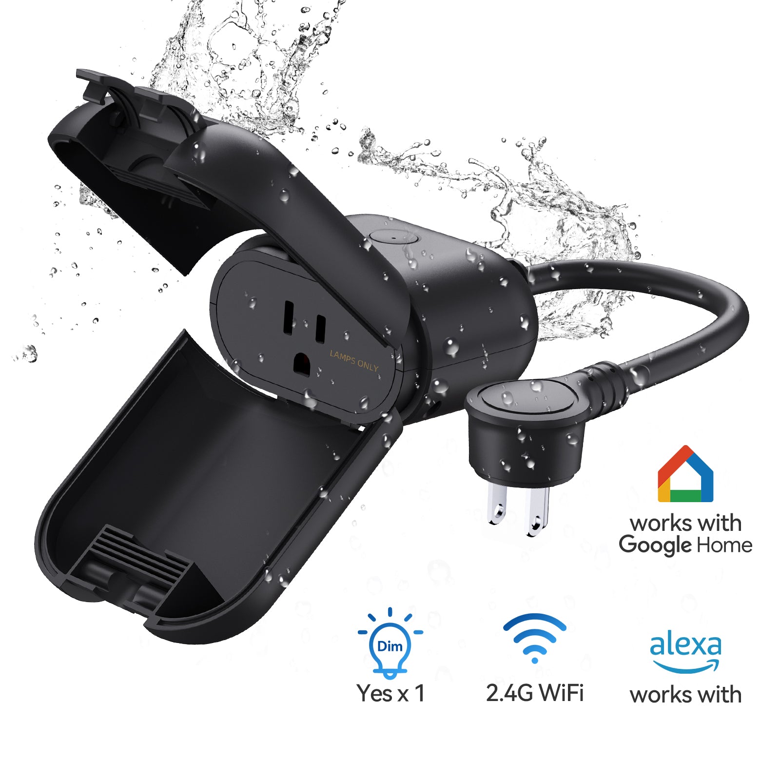 Smart Outdoor Dimmer Plugs Waterproof 1 Socket