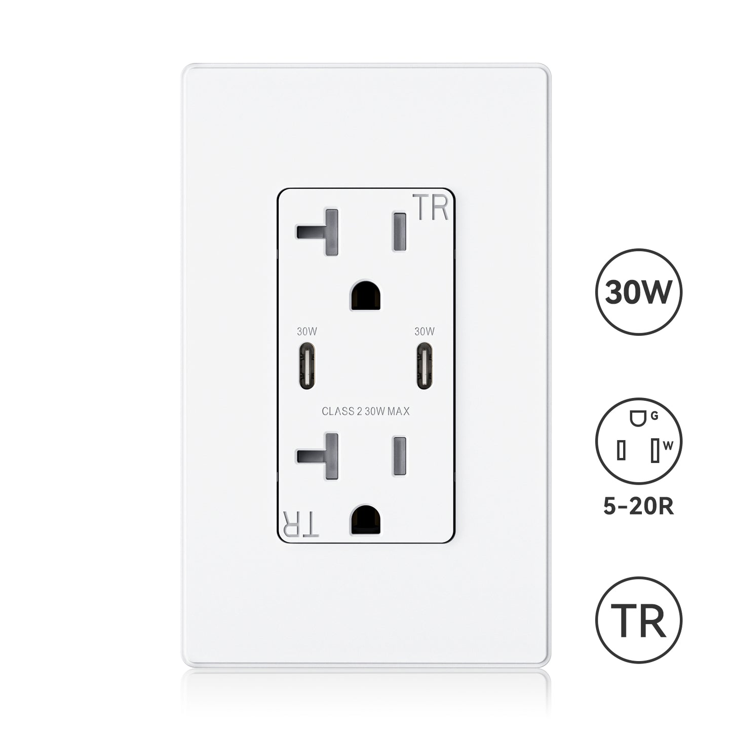 ELEGRP 30W USB Wall Outlet Receptacle, Single USB C Port Supports 30W Fast Charge