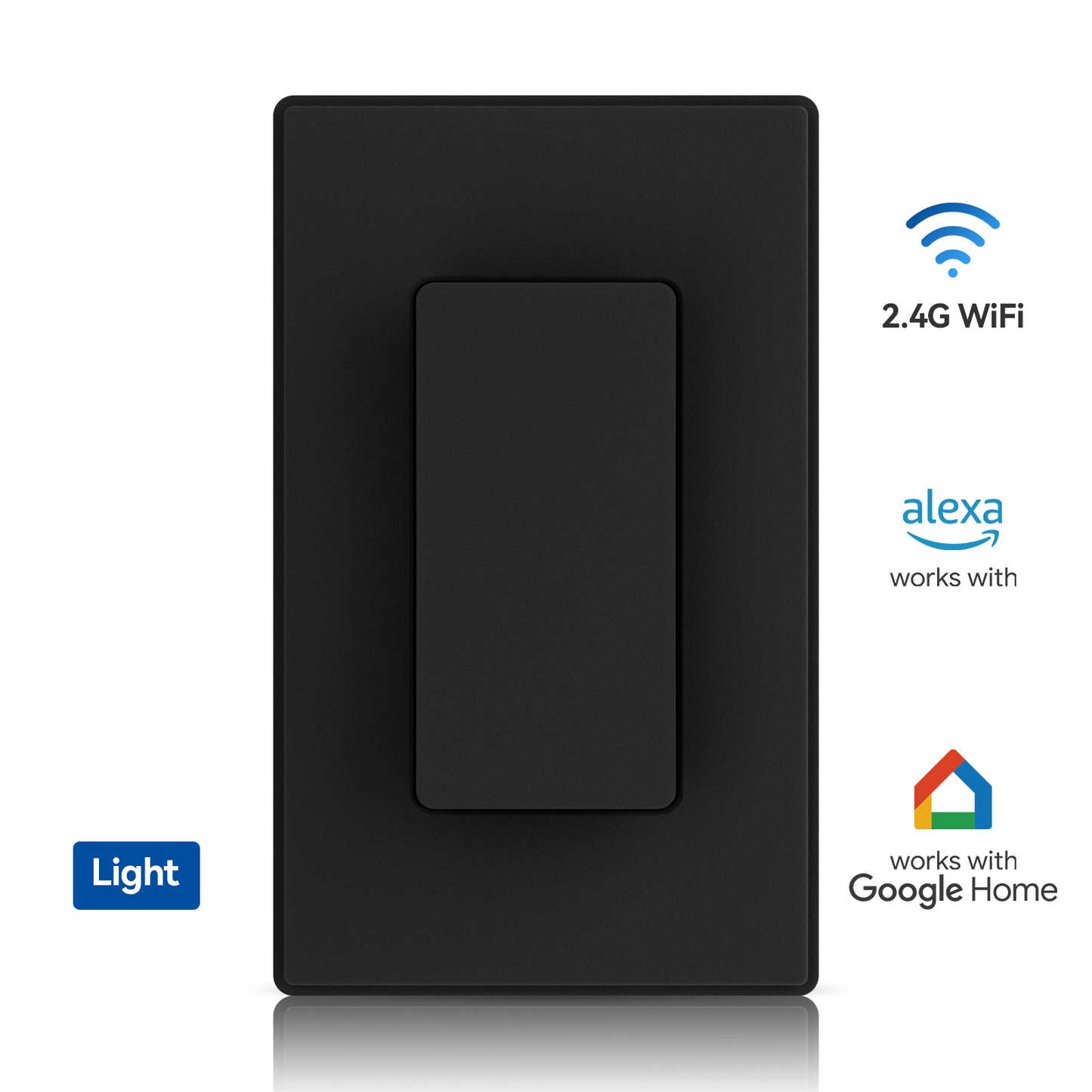 ELEGRP Smart Light Switch, Single Pole or 3-Way, 2.4GHz Wi-Fi Switch, Voice Control with Alexa & Google Assistant, Remote Control & Scheduling