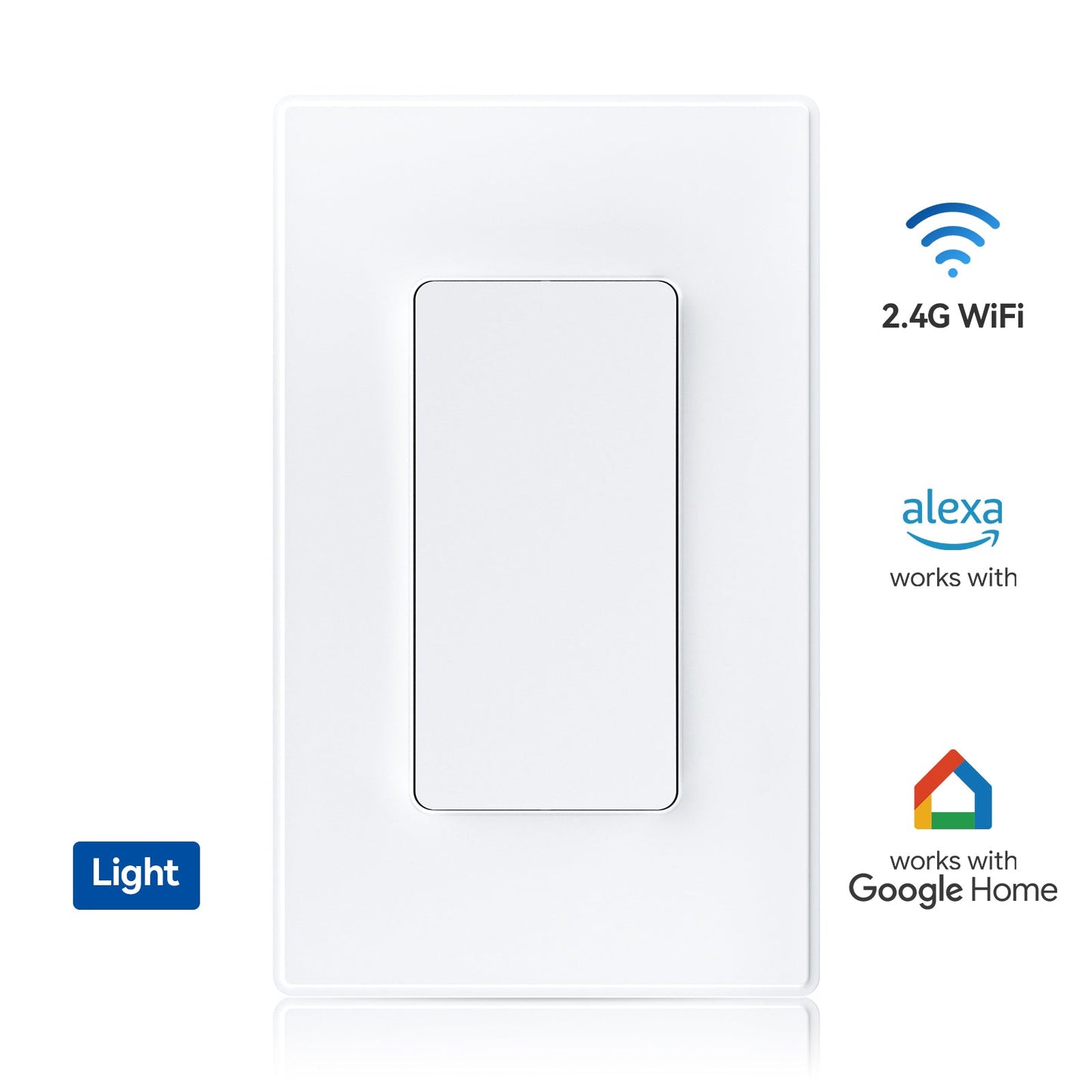 ELEGRP Smart Light Switch, Single Pole or 3-Way, 2.4GHz Wi-Fi Switch, Voice Control with Alexa & Google Assistant, Remote Control & Scheduling