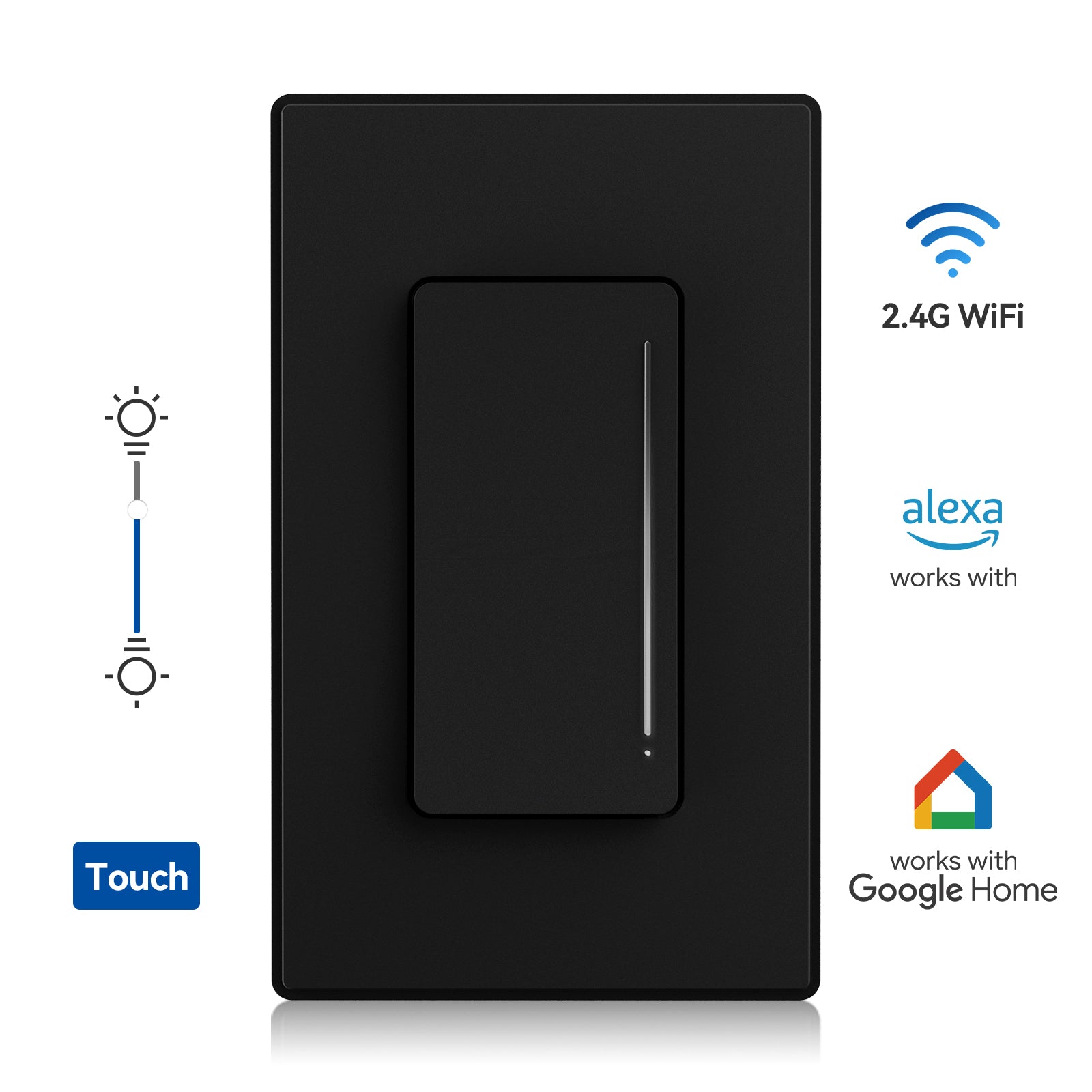 Wi-Fi Smart Touch Dimmer Switch with Hidden LED Indicator