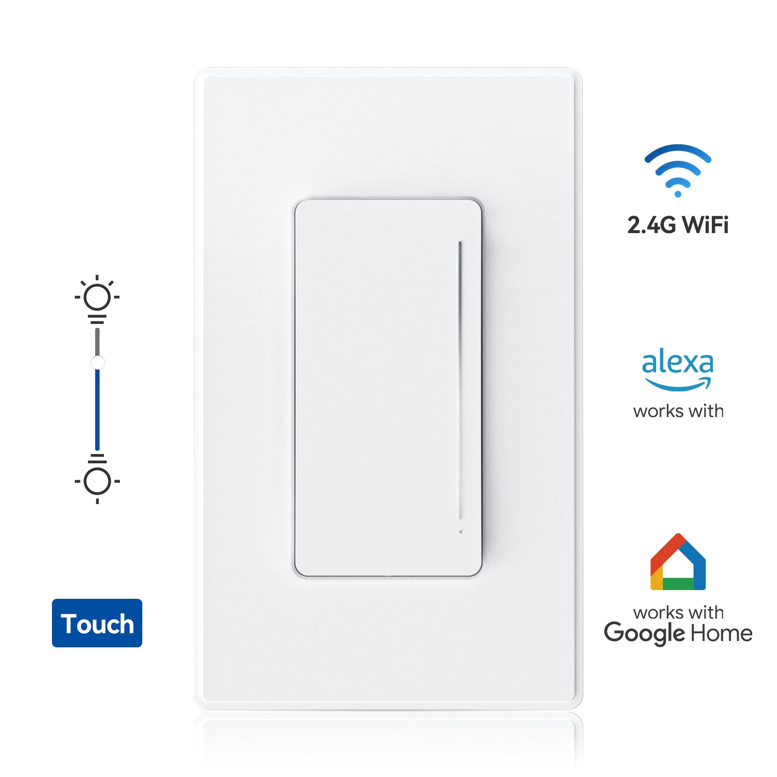 ELEGRP Smart Dimmer Light Switch DTR30, Single Pole or 3 Way, 2.4GHz Wi-Fi  Touch Dimmer Works with Alexa and Google Assistant, Needs Neutral Wire, No  Hub Required, UL and FCC Listed, Black