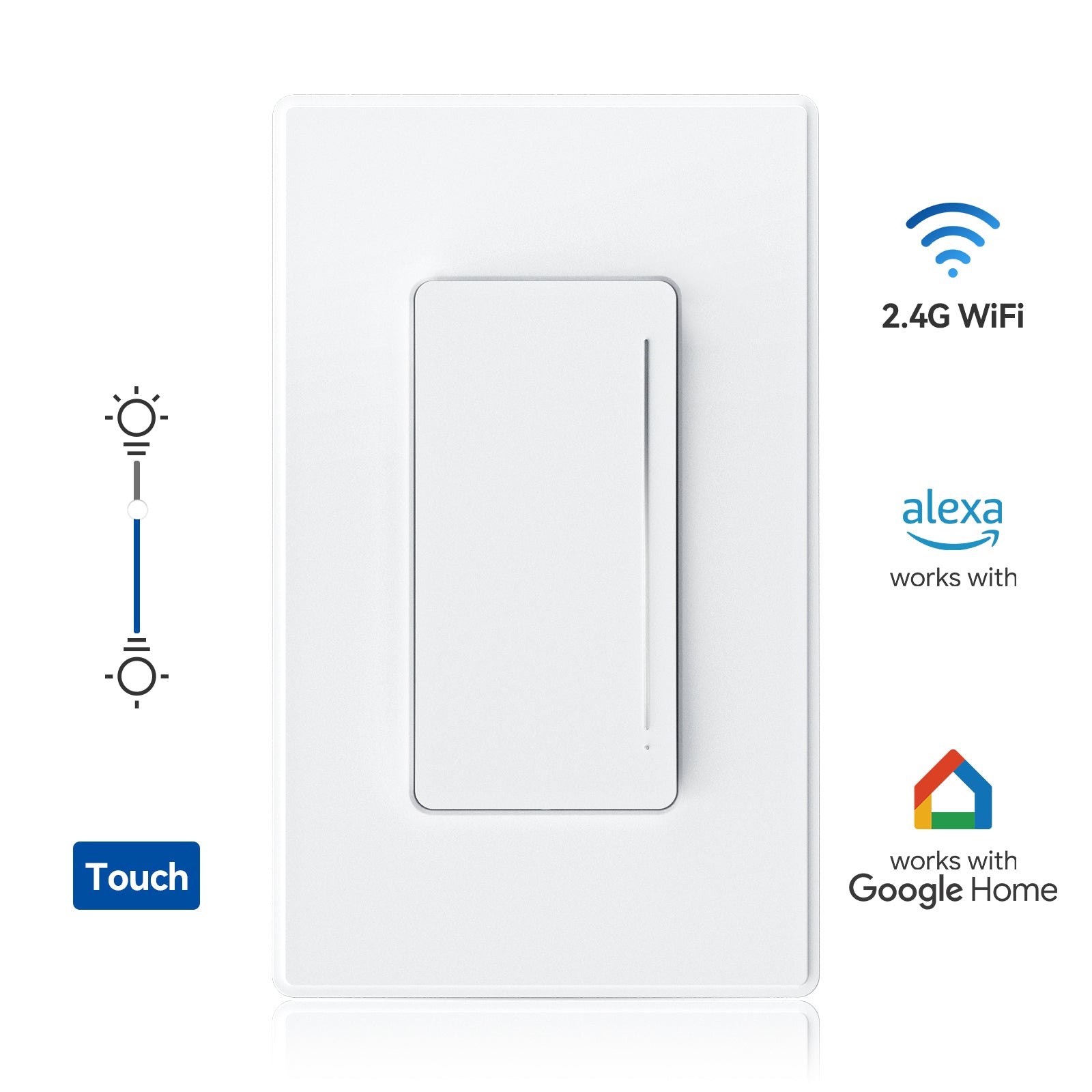 Wi-Fi Smart Touch Dimmer Switch with Hidden LED Indicator