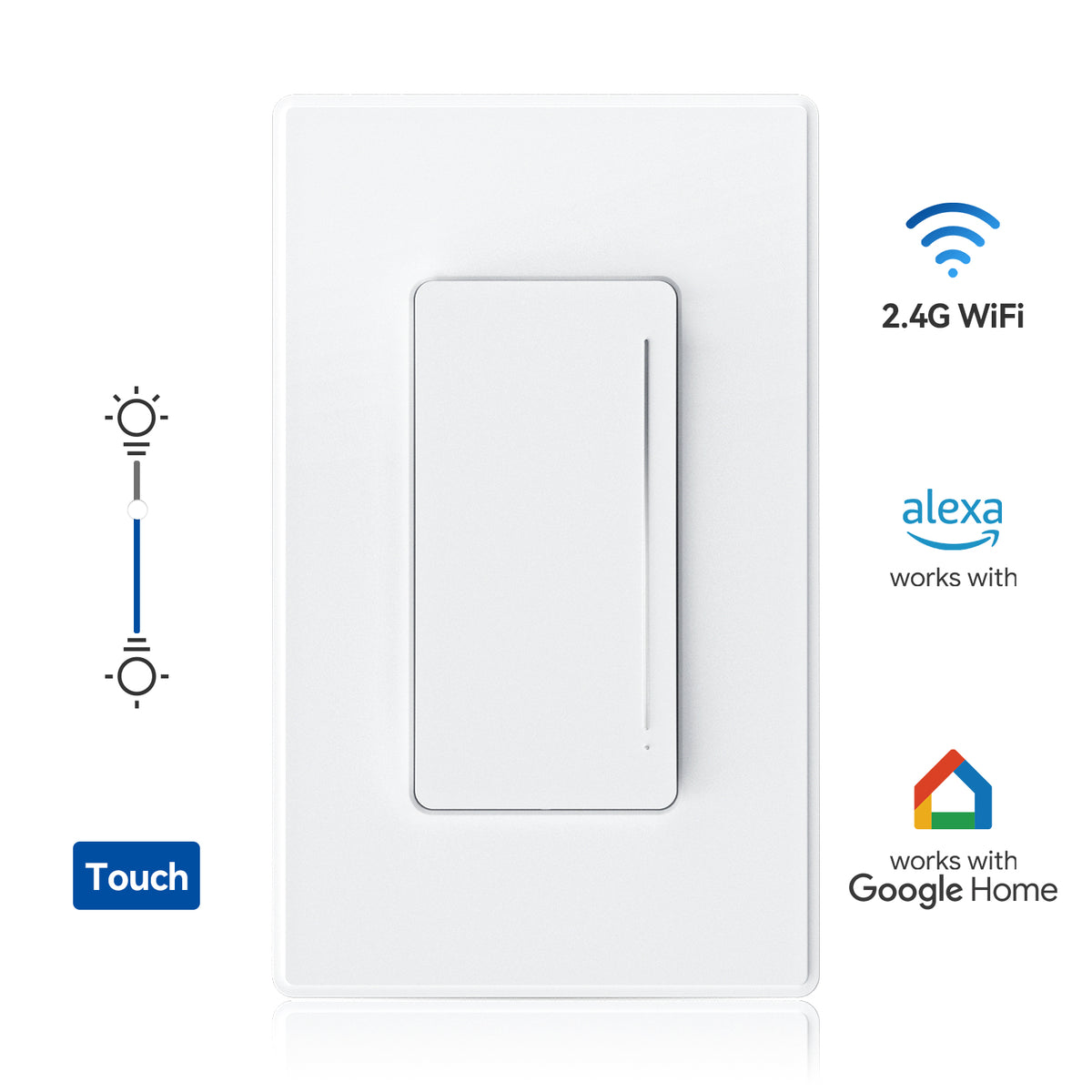 Smart Touch Dimmer Switches Single Pole or 3 Way 2.4GHz Wi-Fi Needs Neutral Wire