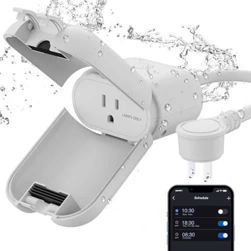 ELEGRP Outdoor Smart Dimmer Plug, IP66 Waterproof WiFi Plug, Alexa & Google Assistant Compatible, Dimmer for String Lights, No Hub Required