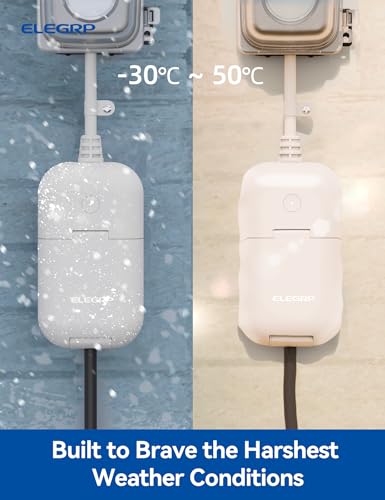 ELEGRP Outdoor Smart Dimmer Plug, IP66 Waterproof WiFi Plug, Alexa & Google Assistant Compatible, Dimmer for String Lights, No Hub Required