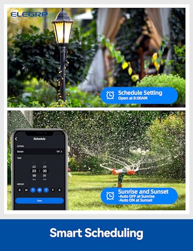 ELEGRP Outdoor Smart Dimmer Plug, IP66 Waterproof WiFi Plug, Alexa & Google Assistant Compatible, Dimmer for String Lights, No Hub Required