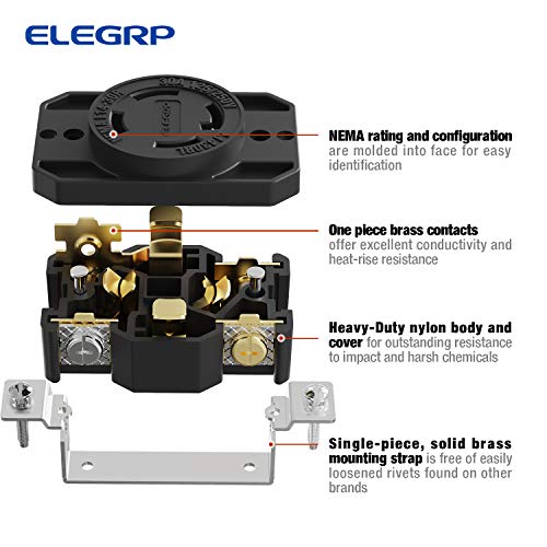 ELEGRP Twist Lock Outlets Nema L14-30R 3 Pole 4 Wire Grounding 30A 125-250V