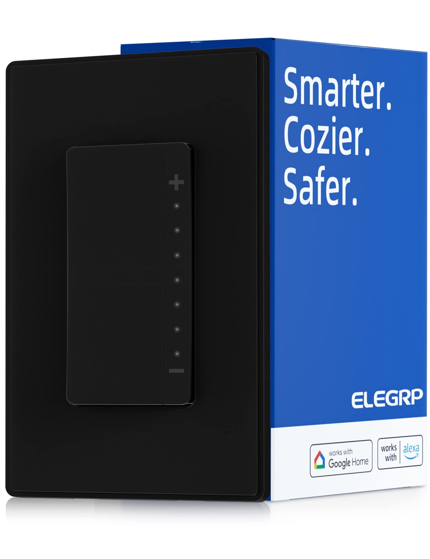ELEGRP Smart Rocker Dimmer Switch, Single Pole or 3-Way, 2.4GHz Wi-Fi, Alexa & Google Assistant Compatible, Remote & Voice Control, UL Listed
