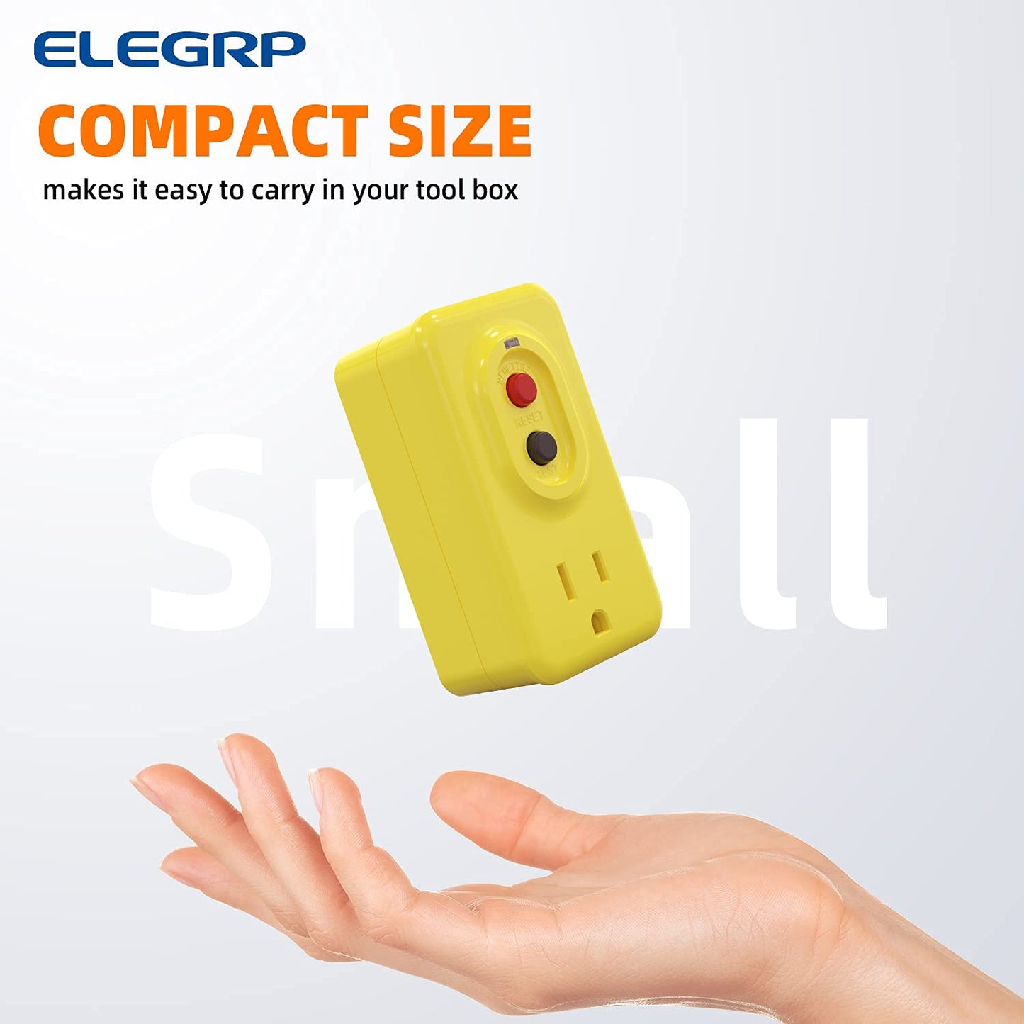 ELEGRP Portable GFCI Adapter, Single Outlet, 5-15P 3-Prong Grounding, Manual or Auto Reset, 15A 125V, UL Listed