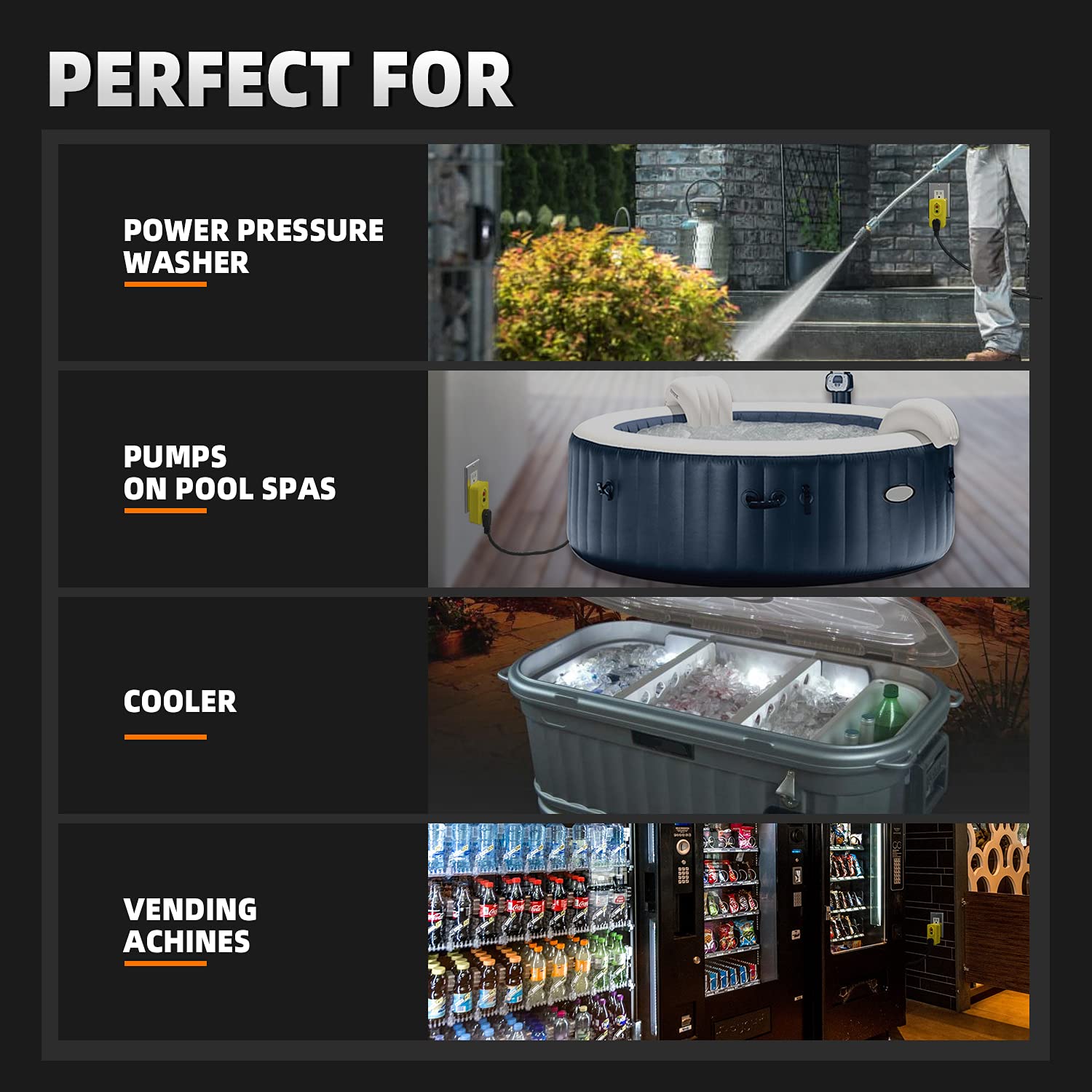 ELEGRP Portable GFCI Adapter, Single Outlet, 5-15P 3-Prong Grounding, Manual or Auto Reset, 15A 125V, UL Listed