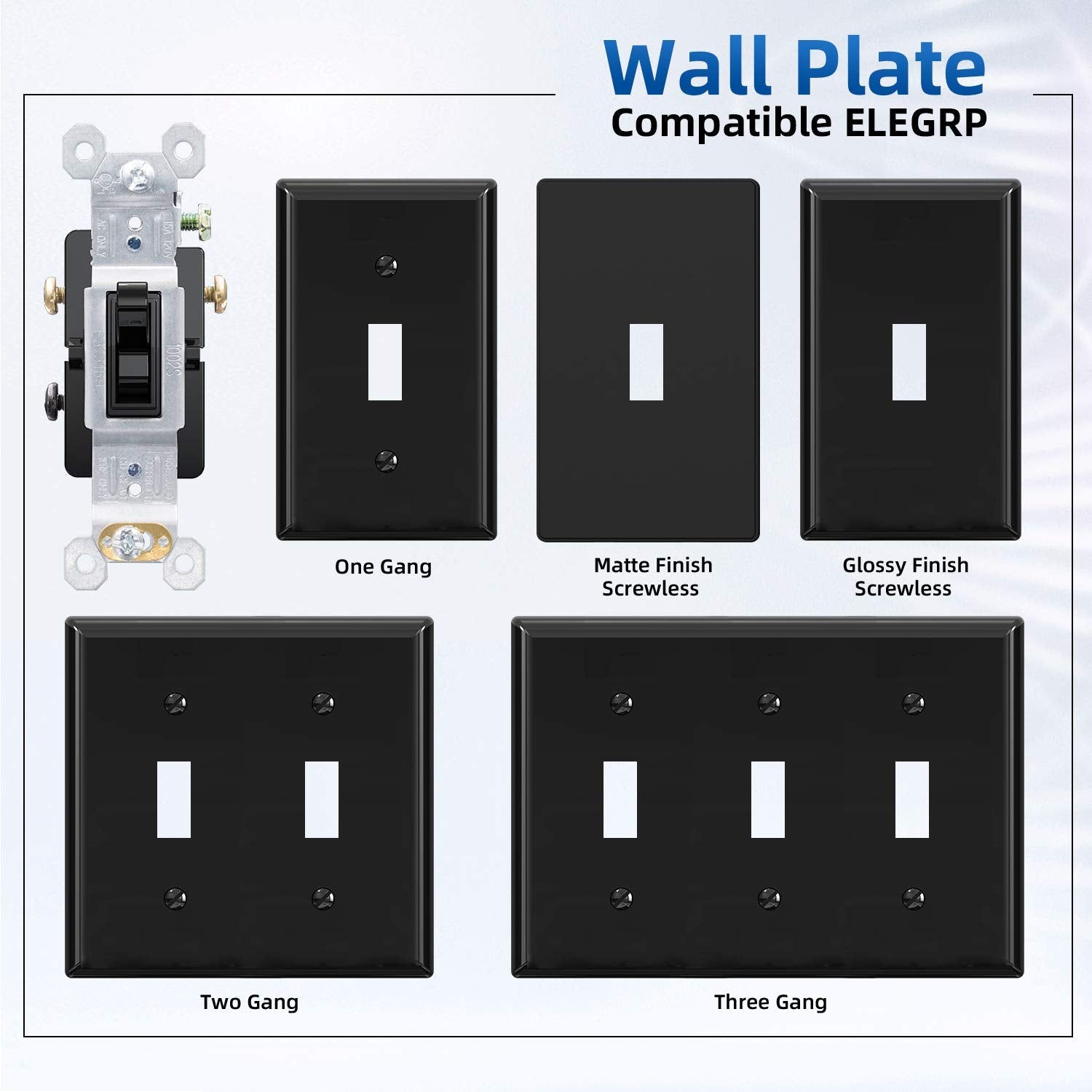 ELEGRP Standard Light Switch, Decorative Single Pole, Self-Grounding, 15A 120-277V, UL Certified, 10 Pack