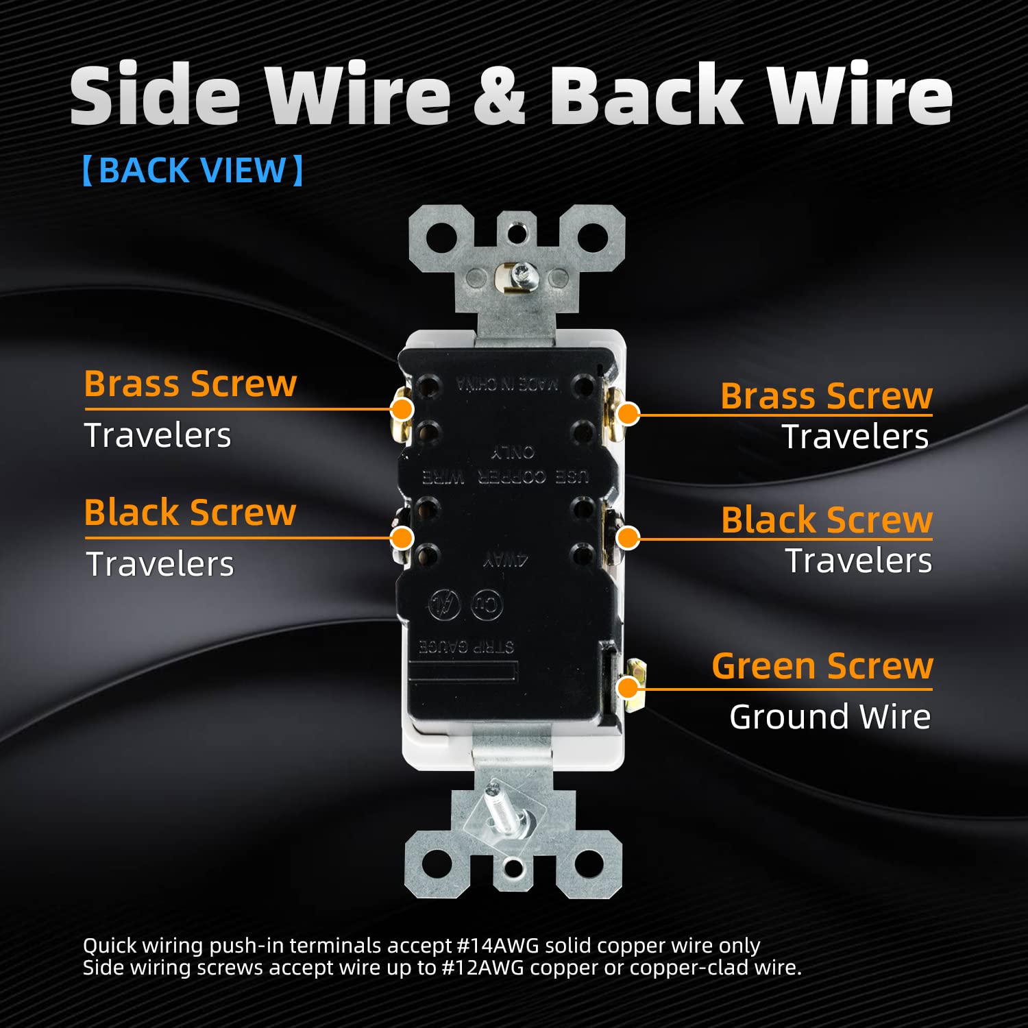 ELEGRP 4-Way Decorative Light Switch, 15A 120/277V, Self-Grounding, Quick Push-In Wiring, Rocker Paddle Wall Switch Replacement, UL Listed (10 Pack)