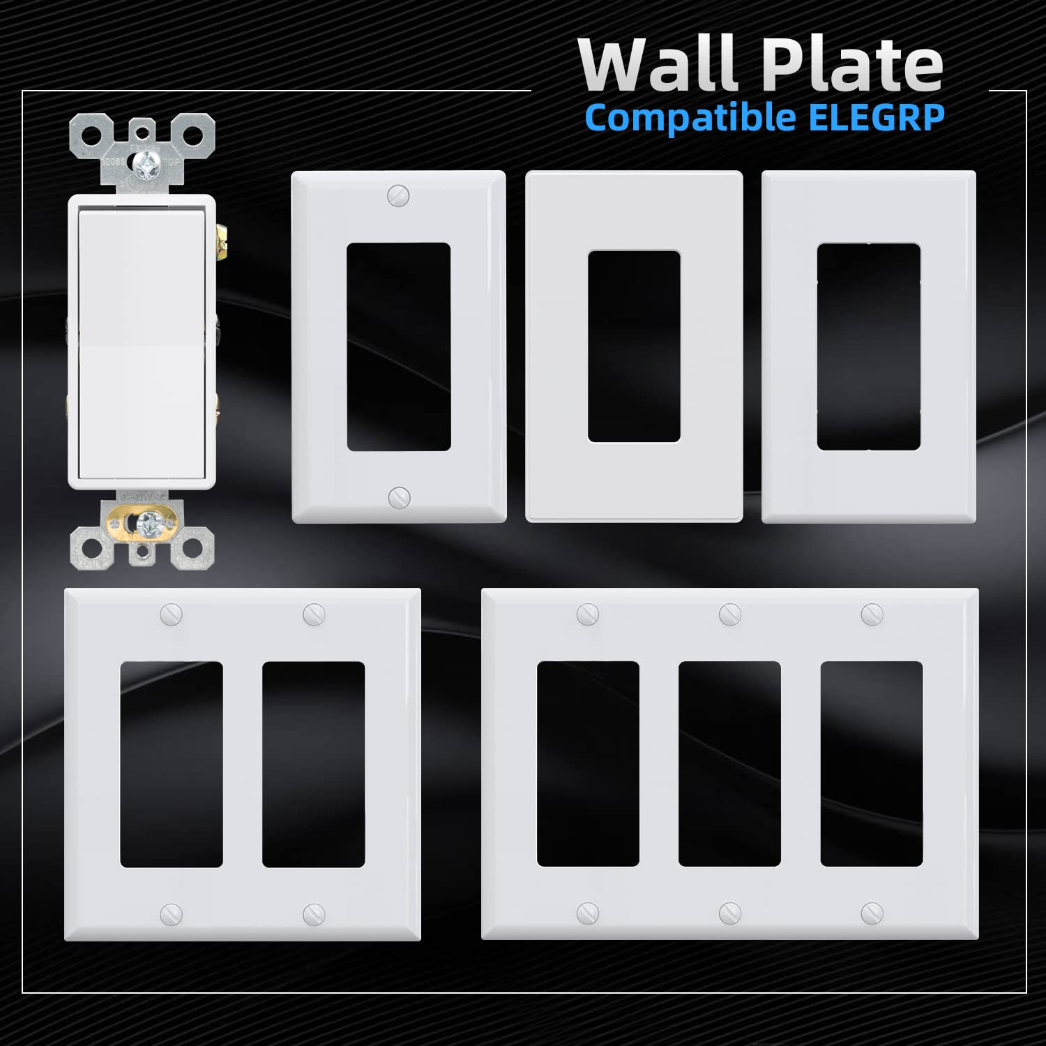 ELEGRP 4-Way Decorative Light Switch, 15A 120/277V, Self-Grounding, Quick Push-In Wiring, Rocker Paddle Wall Switch Replacement, UL Listed (10 Pack)