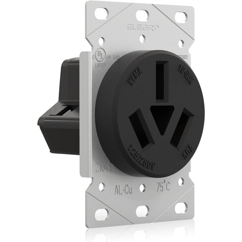 ELEGRP 30/50 Amp Flush Mount Power Receptacle, NEMA 10-30R & 10-50R Outlet, and Heavy Duty Plug, NEMA 10-30P & 10-50P, 125/250V, UL Listed