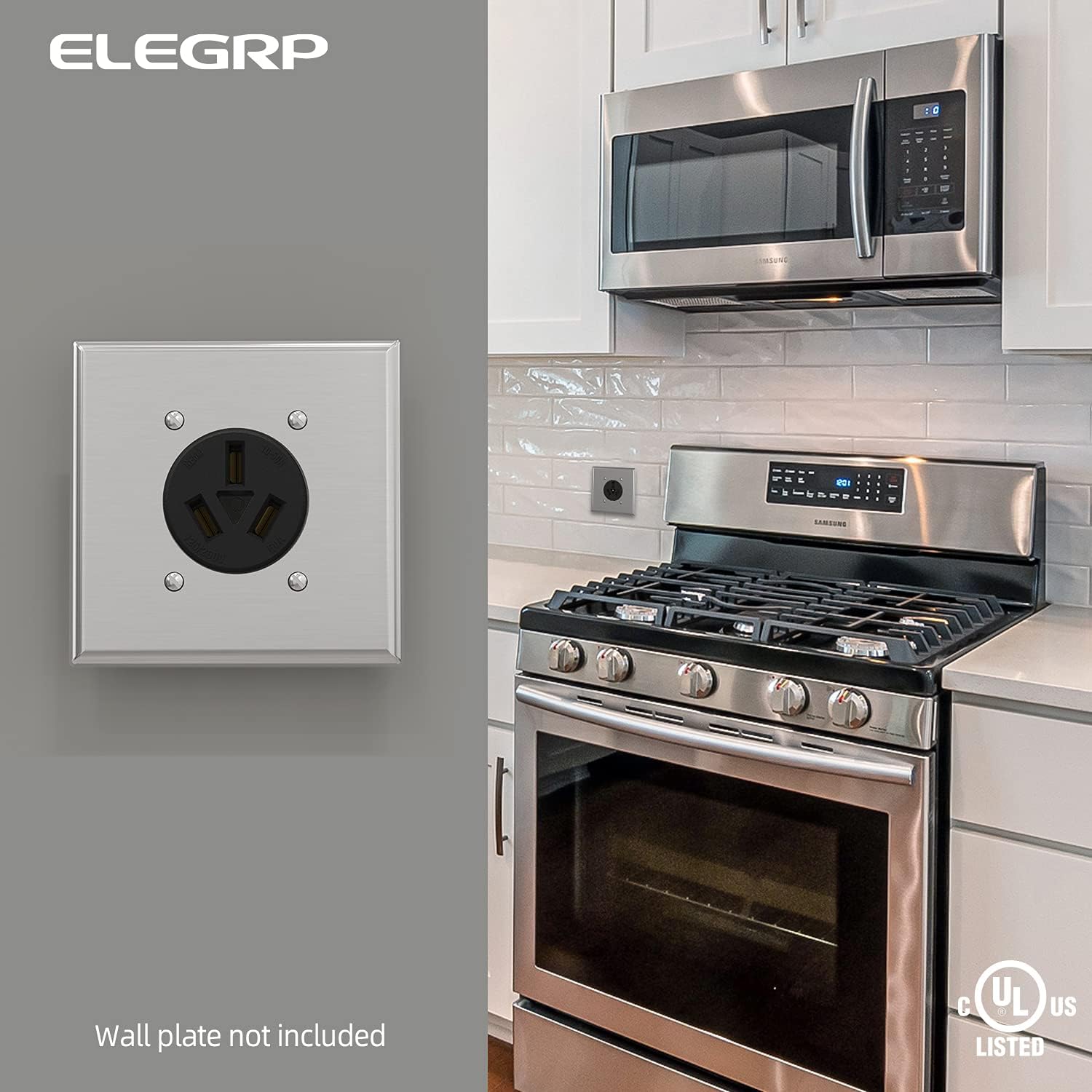 ELEGRP 30/50 Amp Flush Mount Power Receptacle, NEMA 10-30R & 10-50R Outlet, and Heavy Duty Plug, NEMA 10-30P & 10-50P, 125/250V, UL Listed