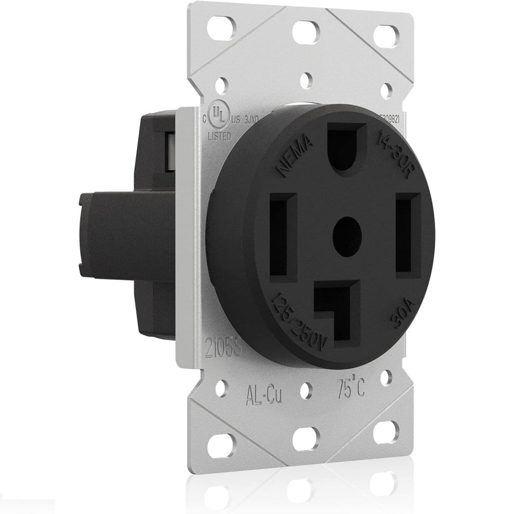 ELEGRP 30/50 Amp Flush Mount Power Receptacle, NEMA 14-30R & 14-50R Outlet, and Heavy Duty Plug, NEMA 14-30P & 14-50P, 125/250V, UL Listed