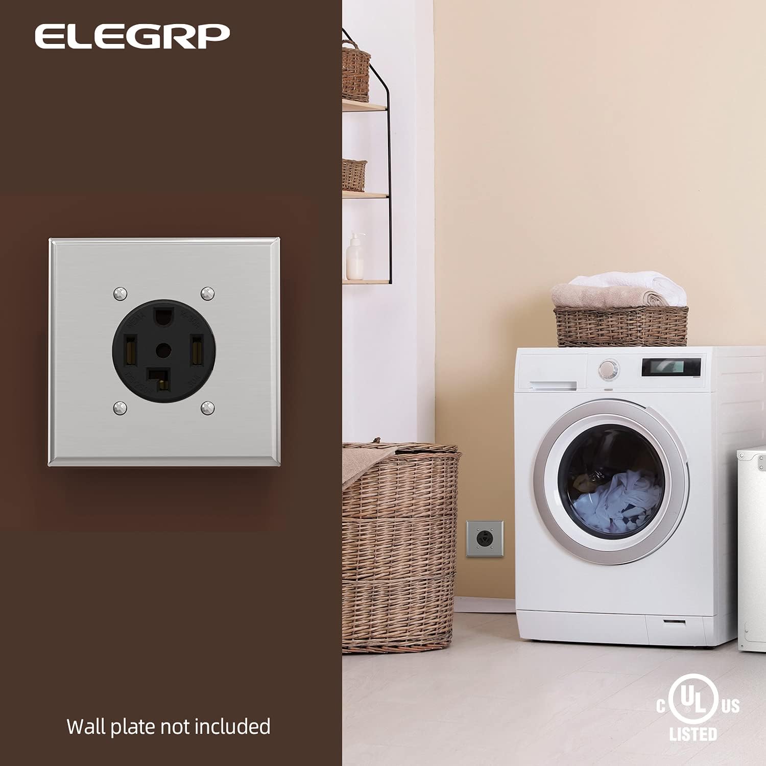 ELEGRP 30/50 Amp Flush Mount Power Receptacle, NEMA 14-30R & 14-50R Outlet, and Heavy Duty Plug, NEMA 14-30P & 14-50P, 125/250V, UL Listed