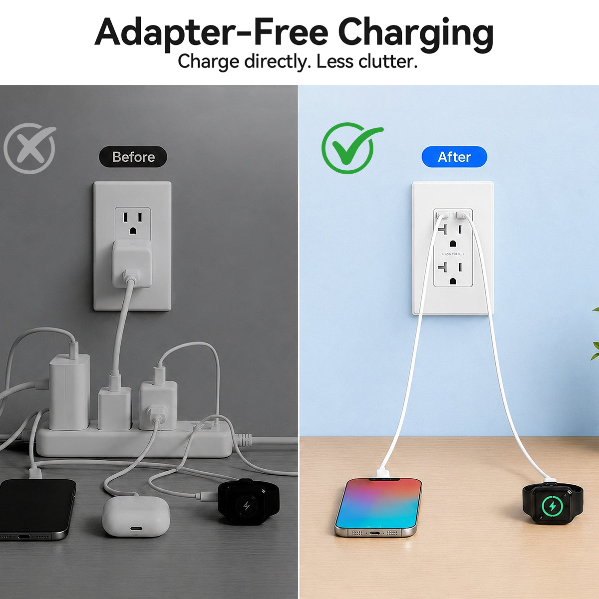 65W USB-C Wall Outlet with Dual Fast Charging Ports
